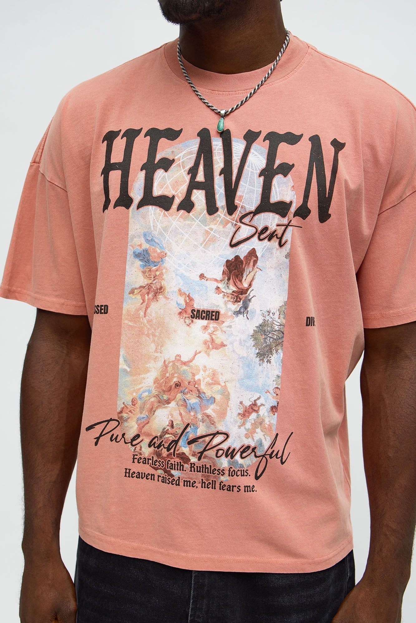 Heavens Sent Oversized Short Sleeve Tee - Coral