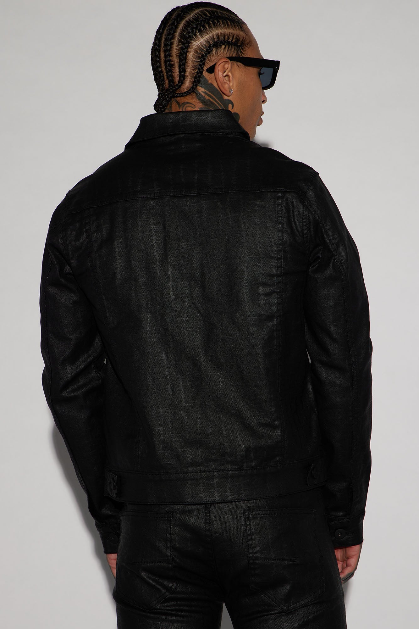 Rebel Like Me Pattern Waxed Trucker Jacket - Black