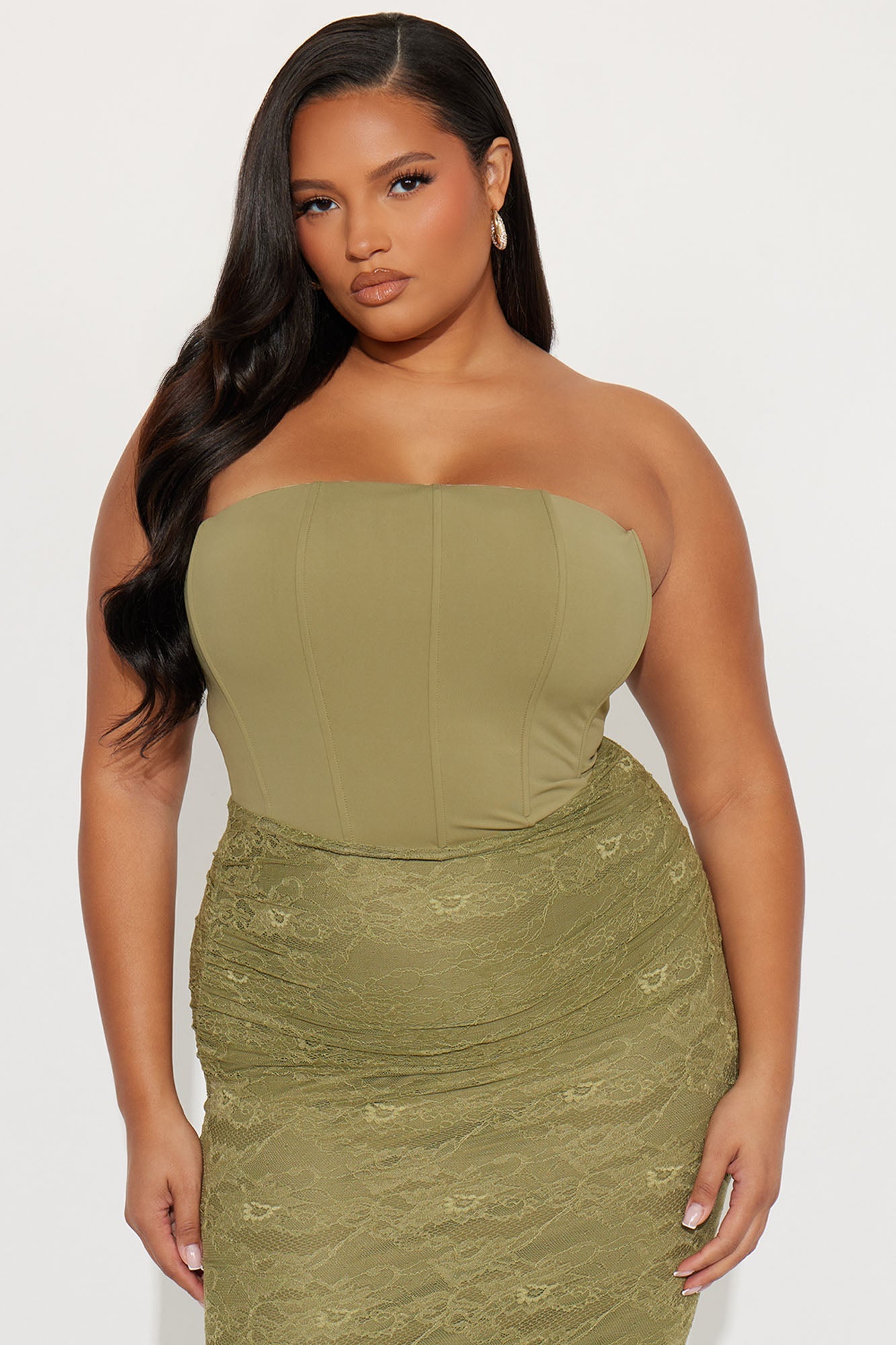 Have It All Lace Midi Dress - Olive