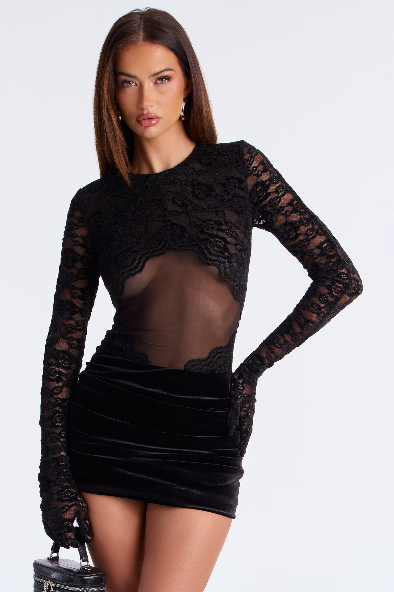 Been That Girl Glove Velvet Micro Mini Dress - Black