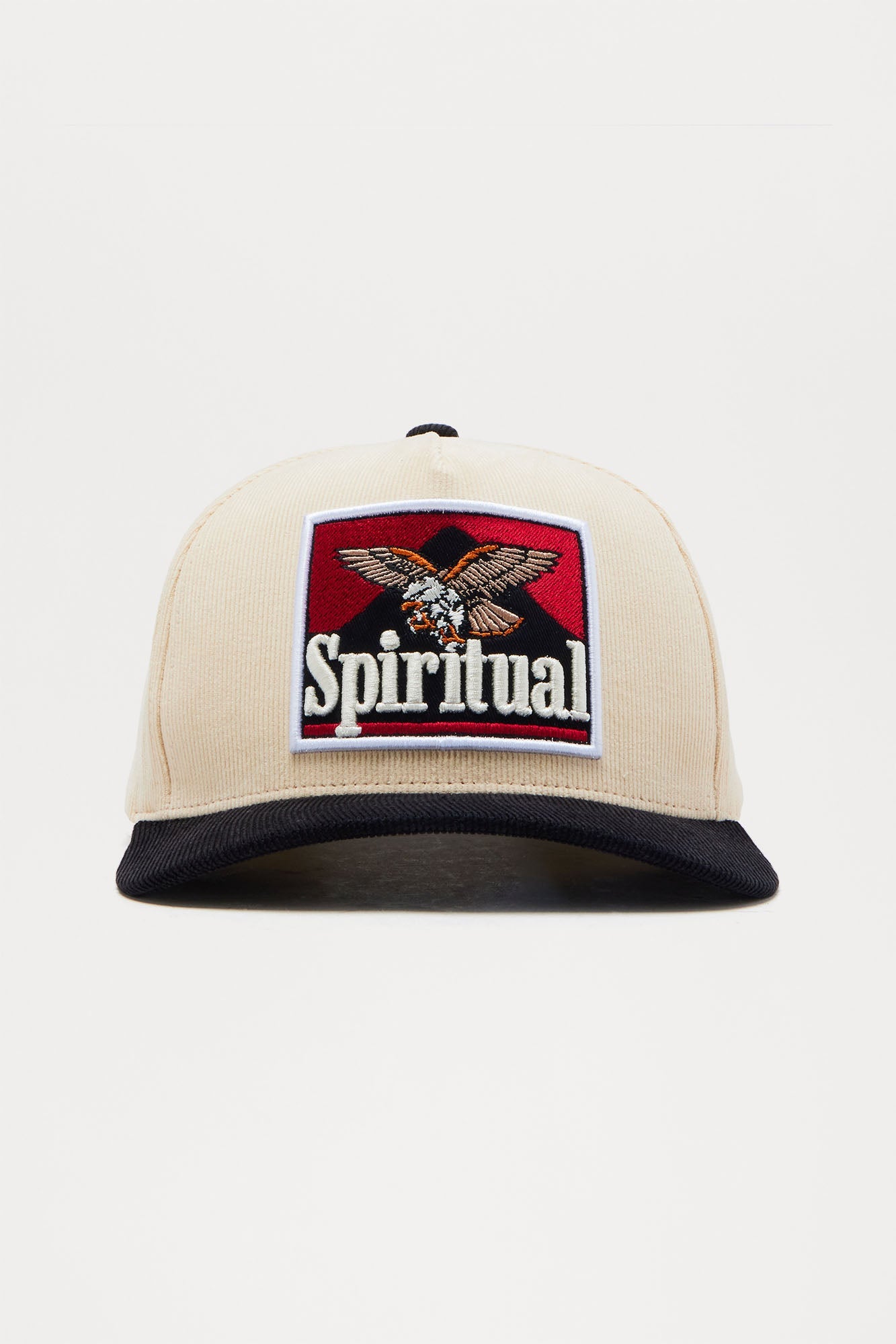 Spiritual Two Tone Faux Suede Structured Snapback Hat - Stone/Combo