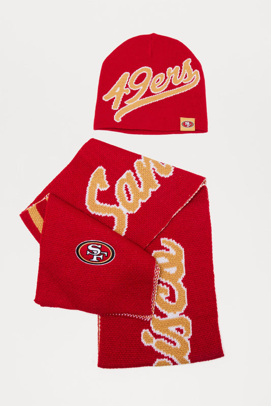 San Francisco 49ers Scripted Scarf Set - Red/combo