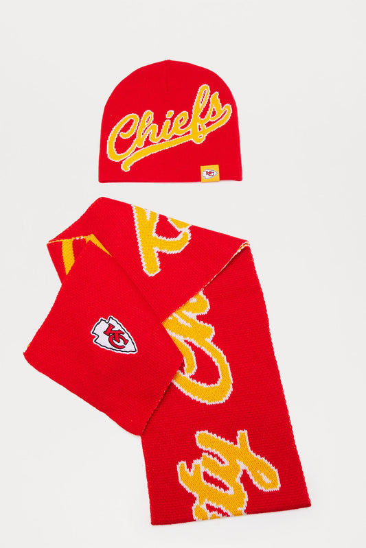 Kansas City Chiefs Scripted Scarf Set - Red/combo