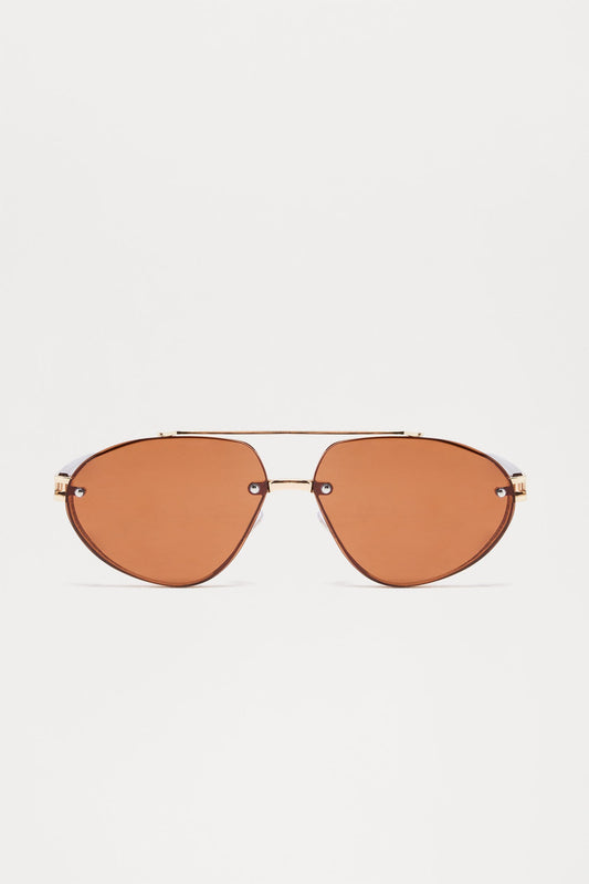 Tough Aviator Metal Frame Sunglasses - Brown