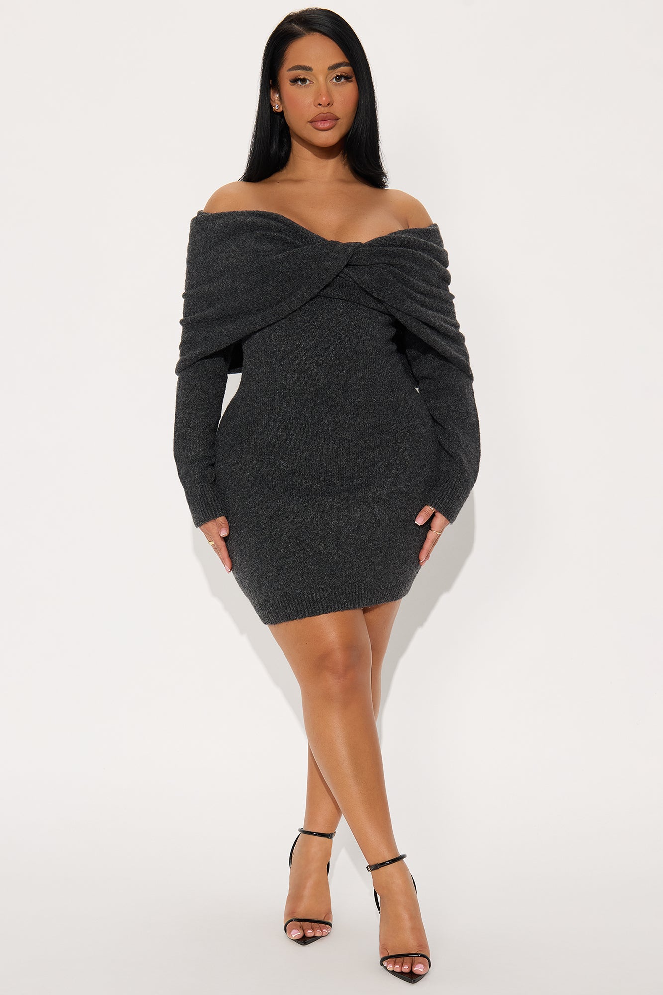Clean Slate Sweater Mini Dress - Dark Grey