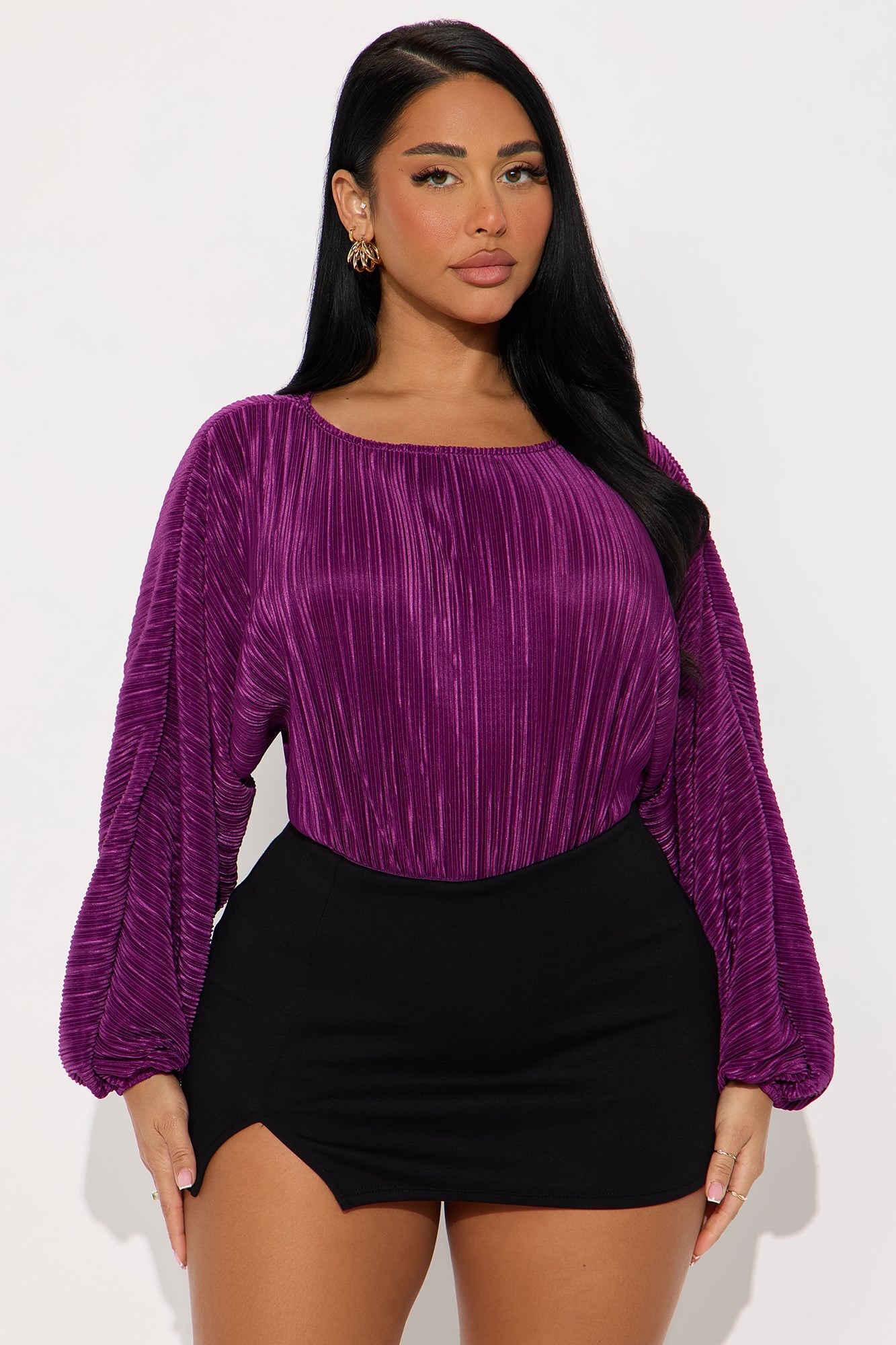 Kassia Long Sleeve Boat Neck Bodysuit - Plum