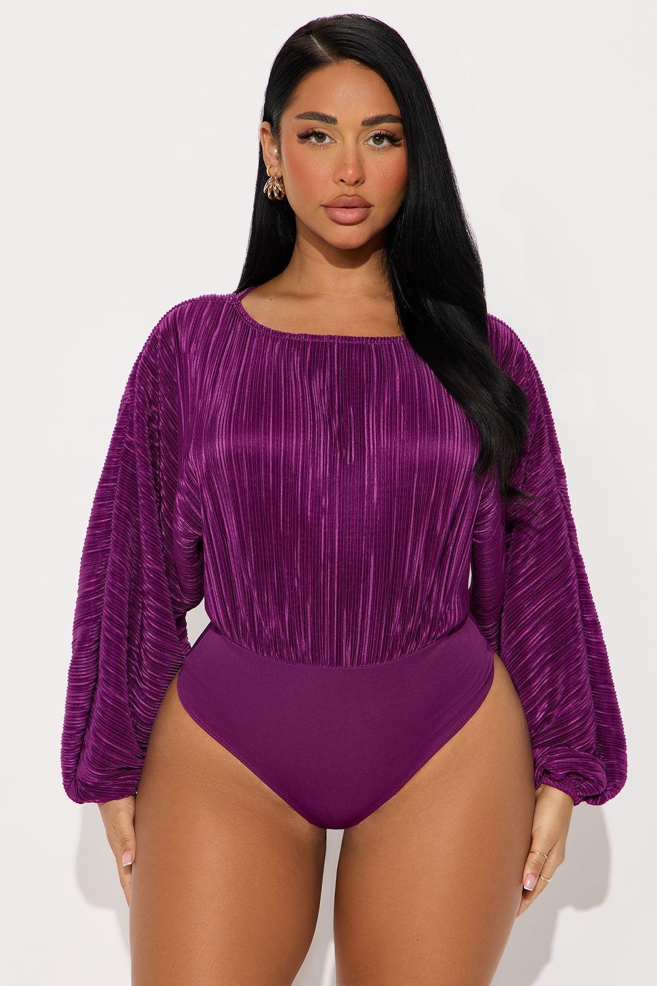 Kassia Long Sleeve Boat Neck Bodysuit - Plum