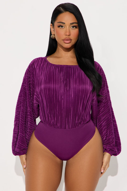 Kassia Long Sleeve Boat Neck Bodysuit - Plum