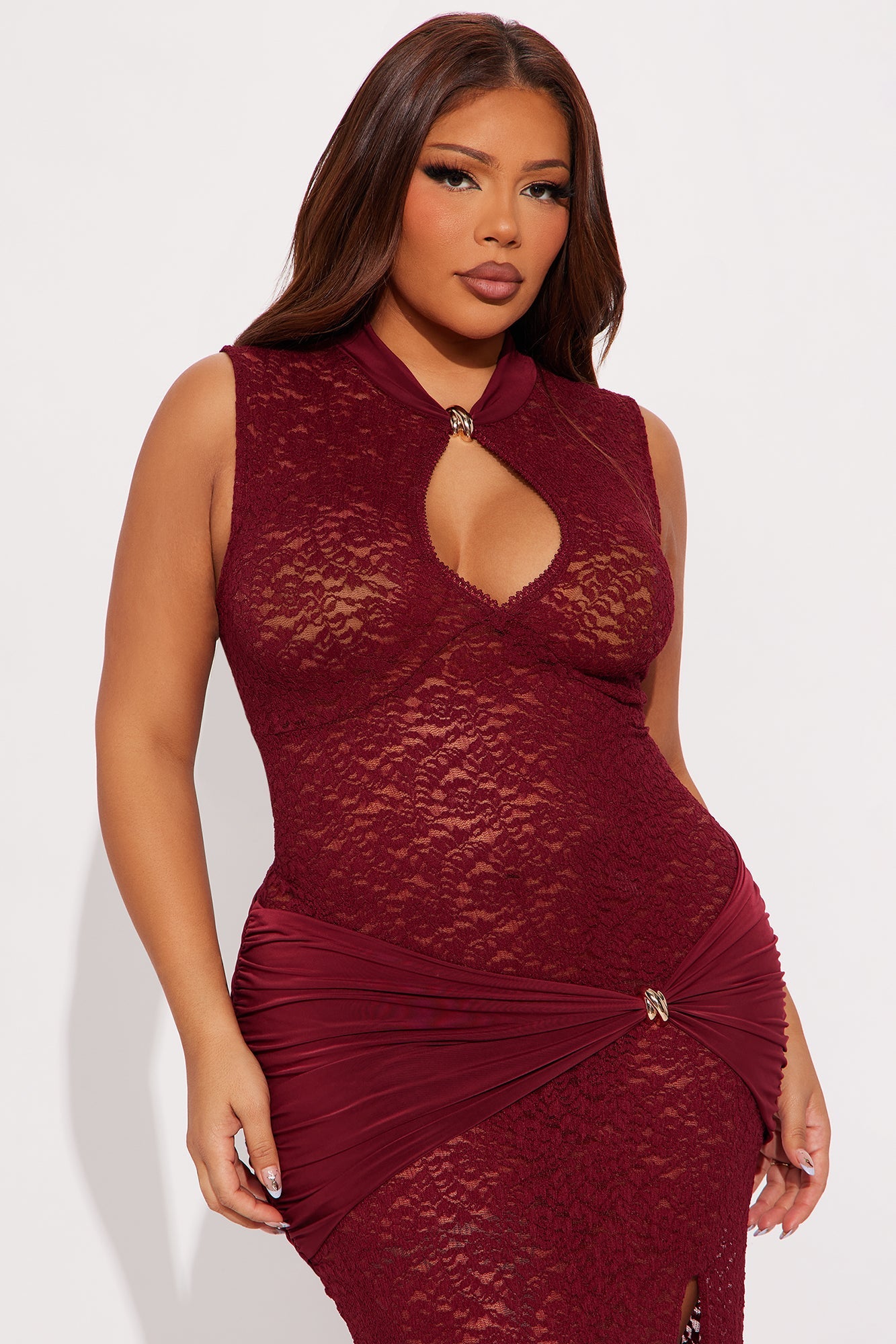 Bianca Lace Maxi Dress - Wine