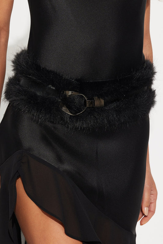 Vixen Faux Fur Belt - Black