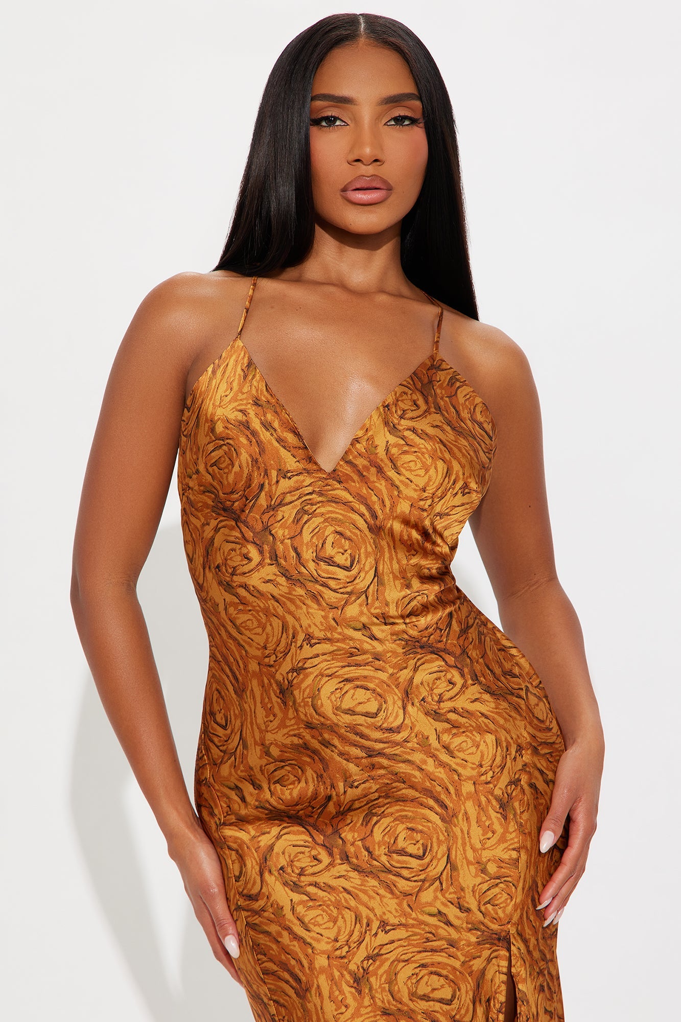 All Spice Satin Maxi Dress - Gold