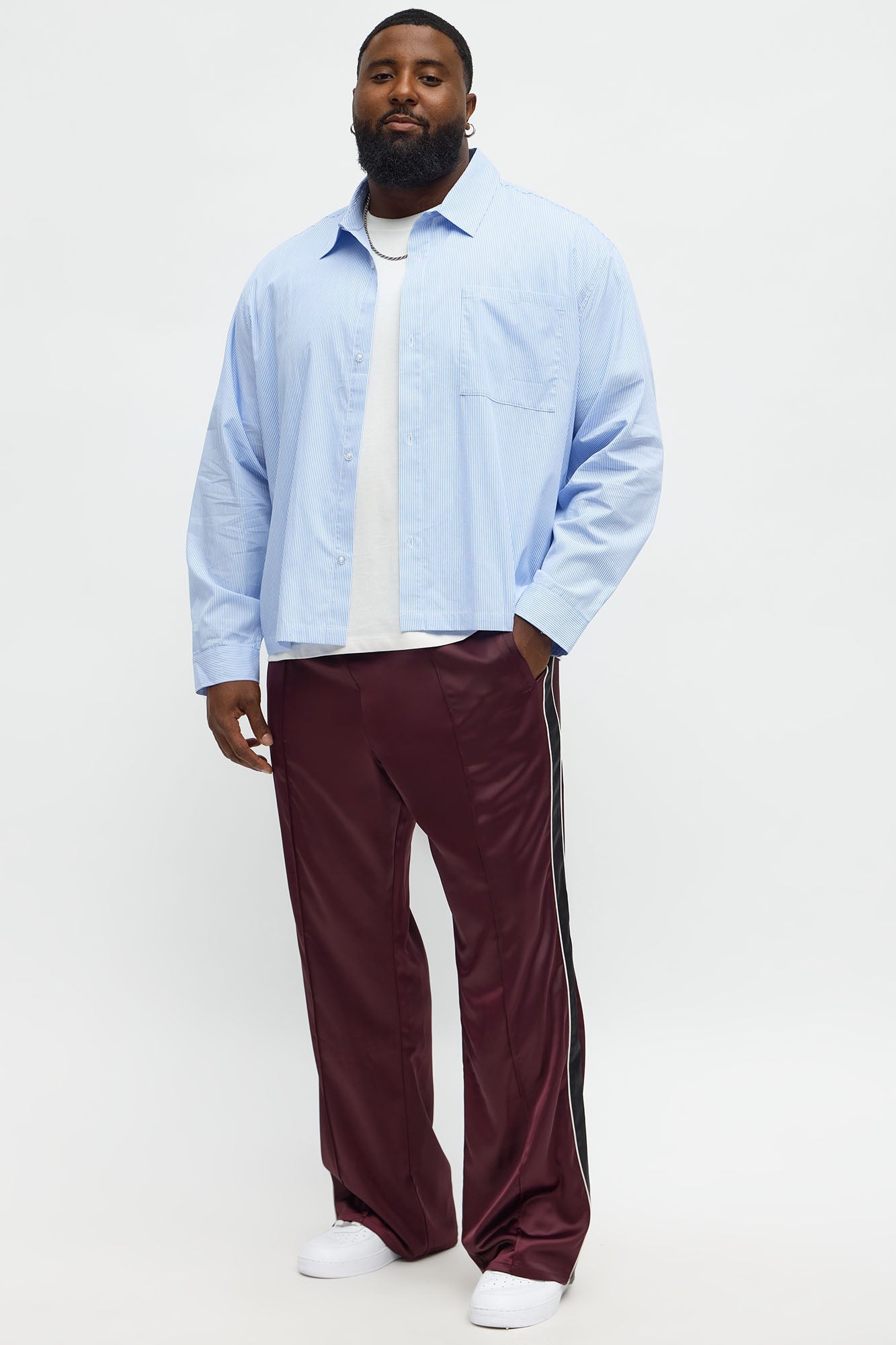 Stacked Slim Flare Lavished Track Pant - Burgundy