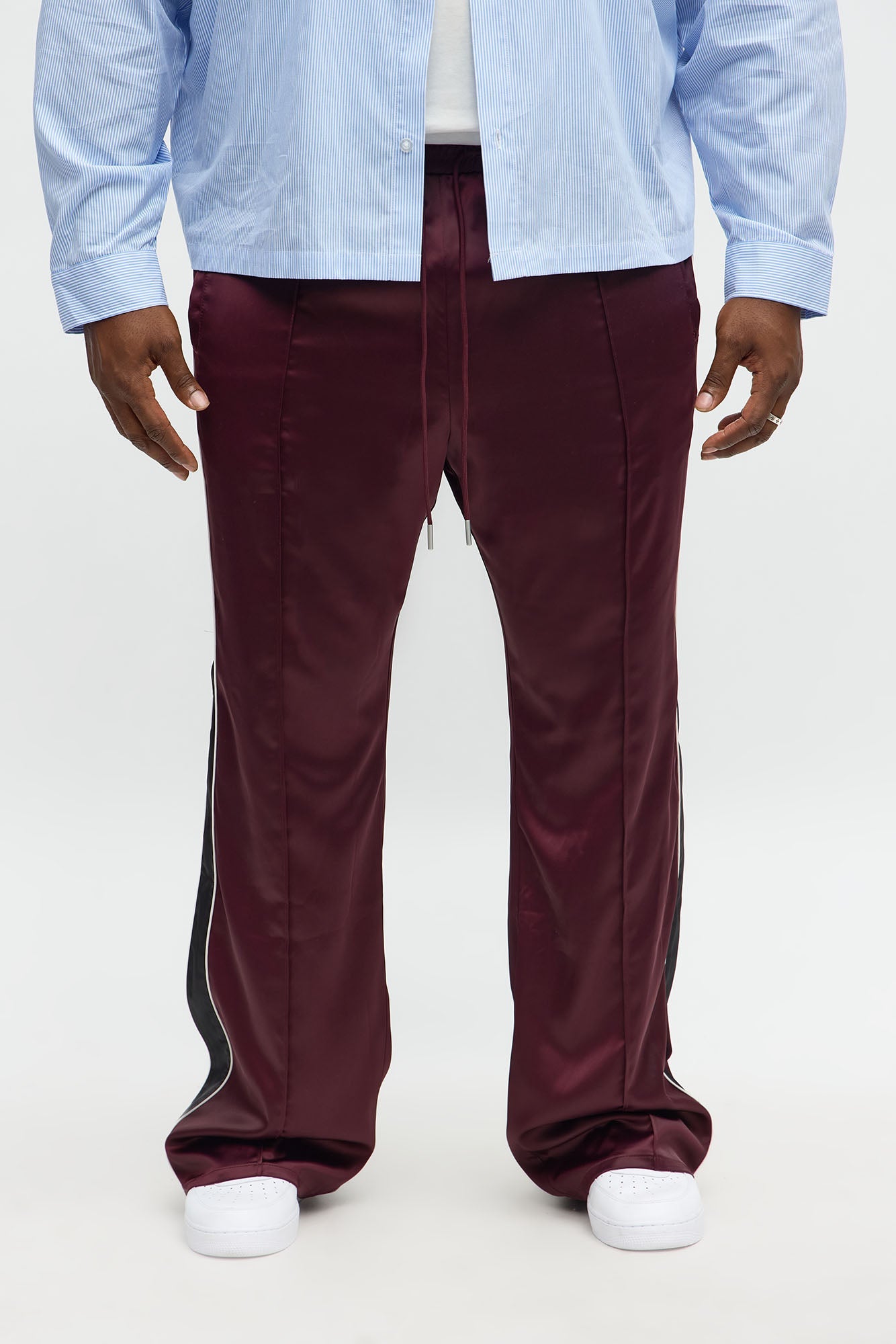 Stacked Slim Flare Lavished Track Pant - Burgundy