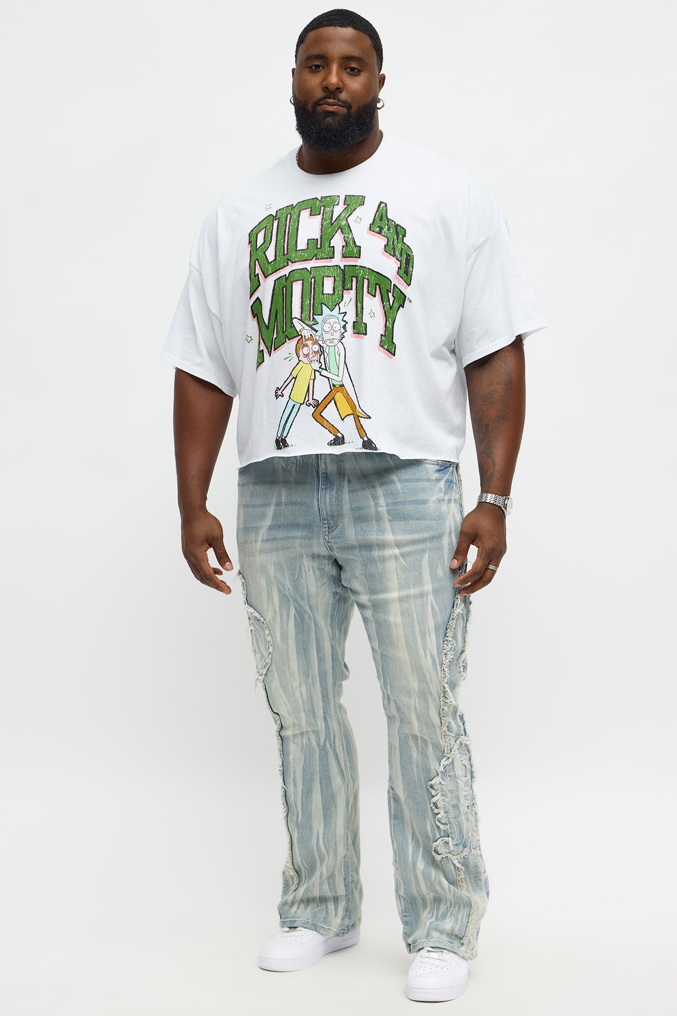 Stacked Skinny Flare Gray With Tapestry Sides Jean - Light Blue Wash