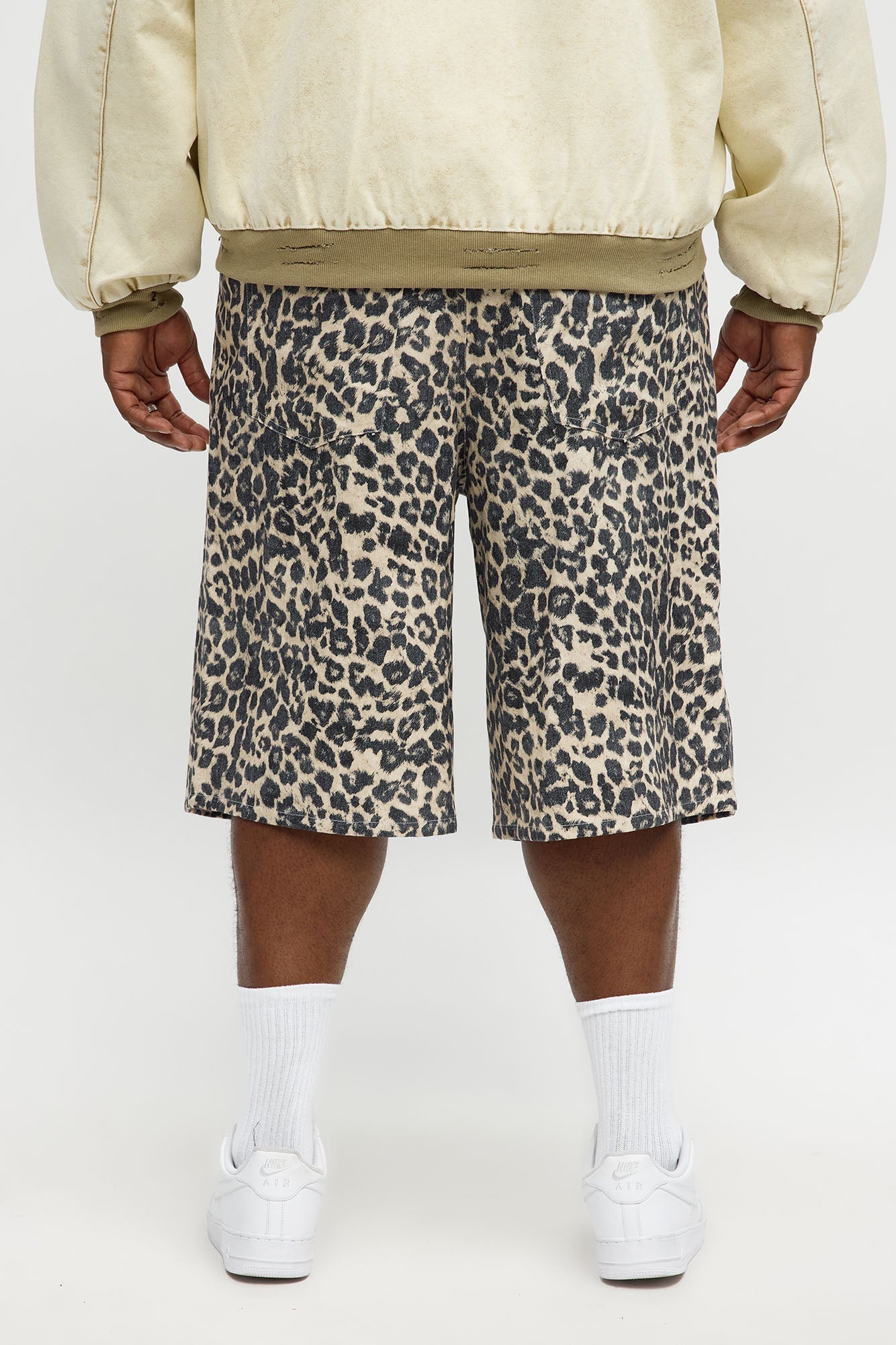 Baggy Sinner Leopard Denim Short - Brown/combo