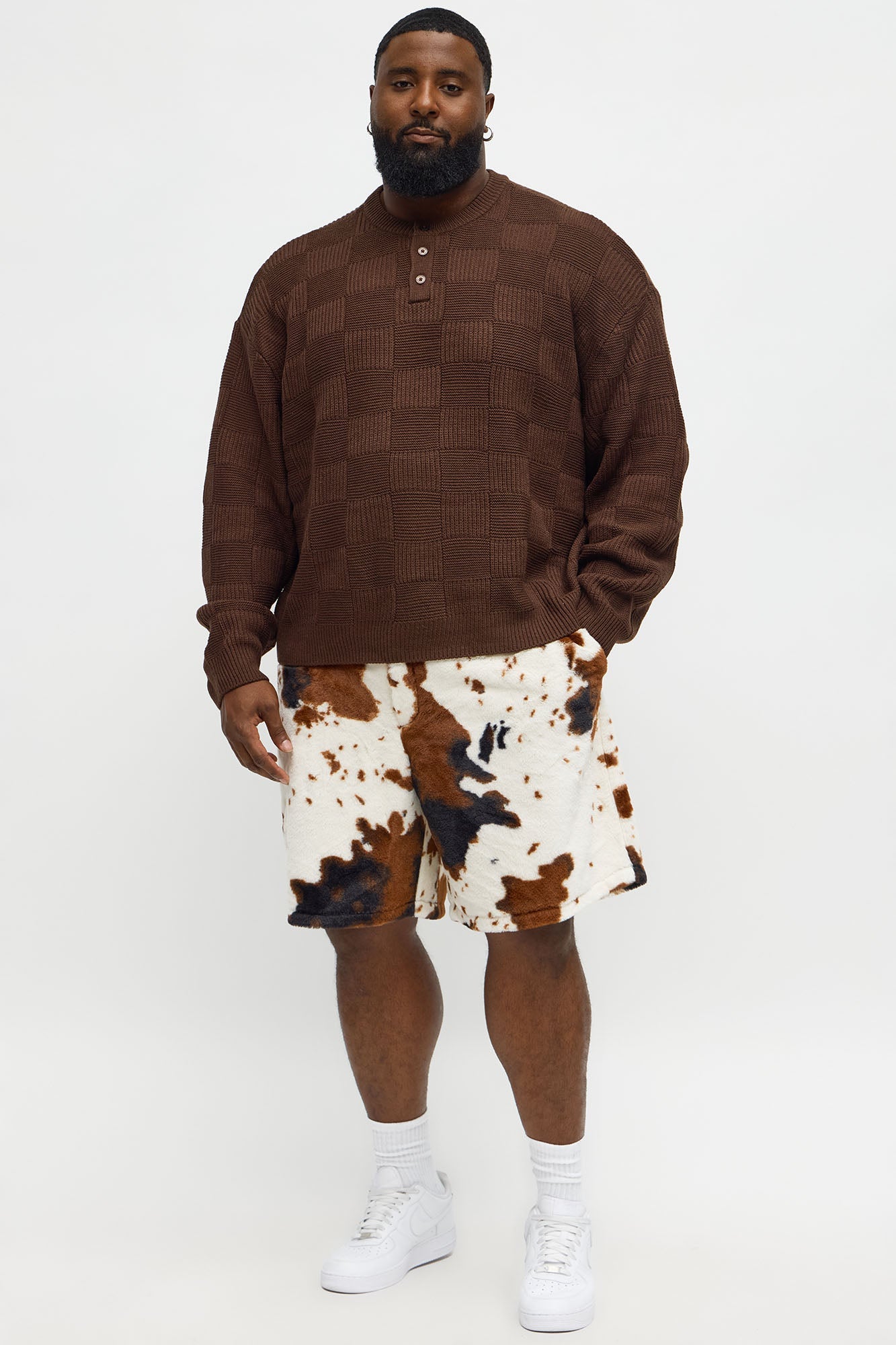 Relaxed Whole Lotta Money Faux Fur Short - Brown/combo