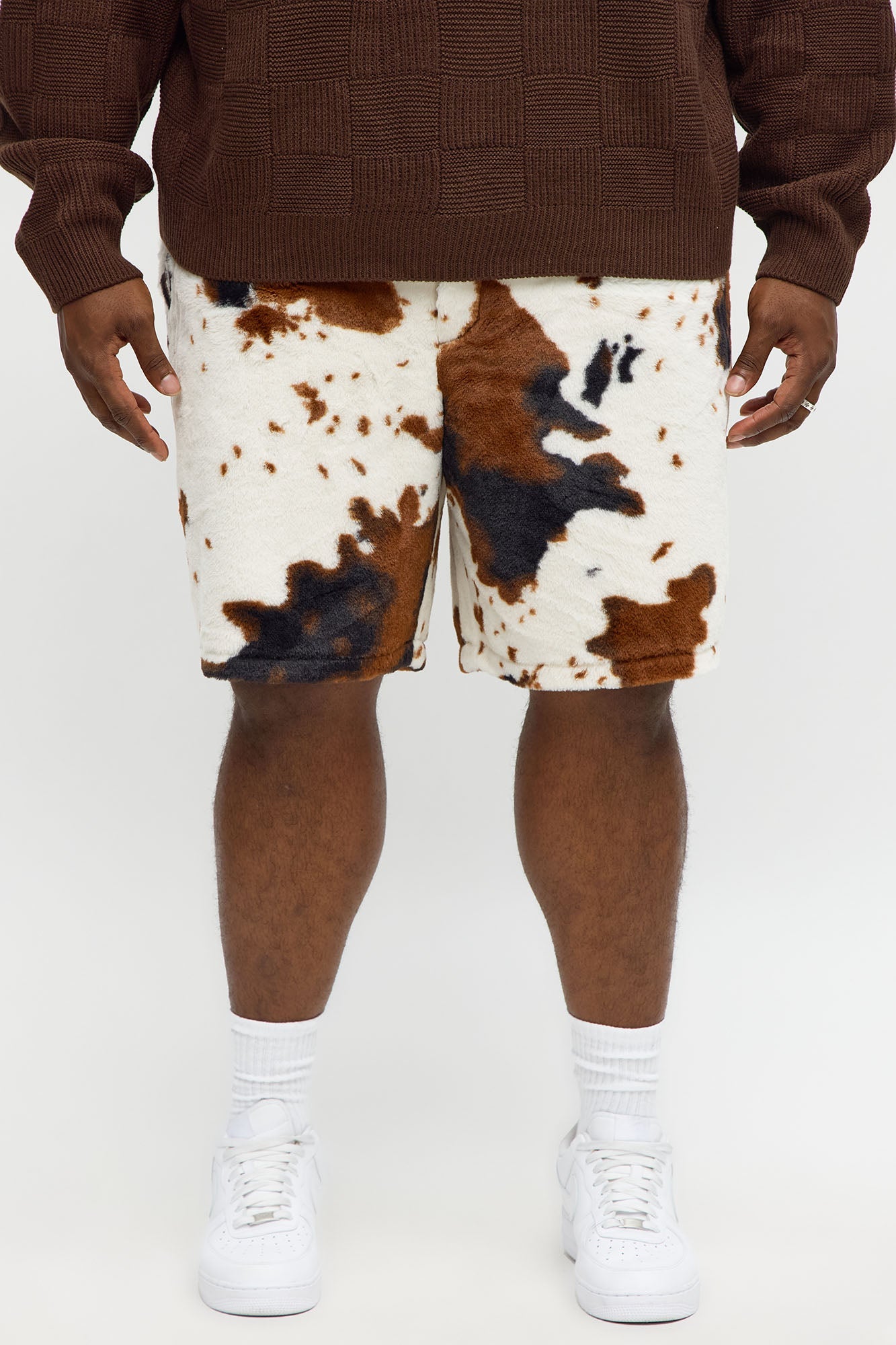 Relaxed Whole Lotta Money Faux Fur Short - Brown/combo
