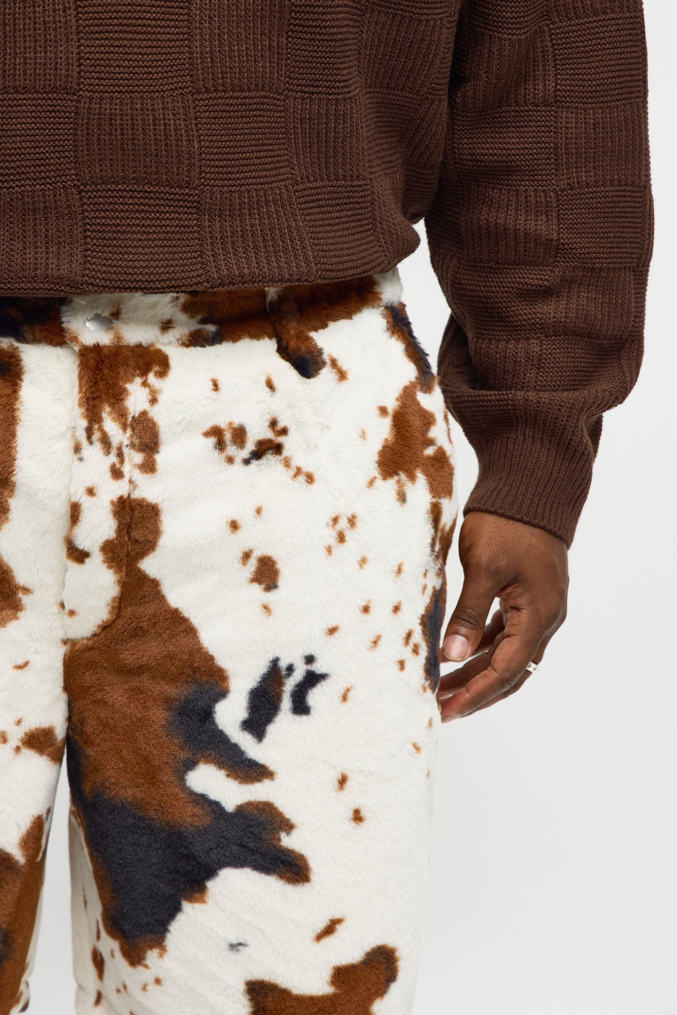 Relaxed Whole Lotta Money Faux Fur Short - Brown/combo