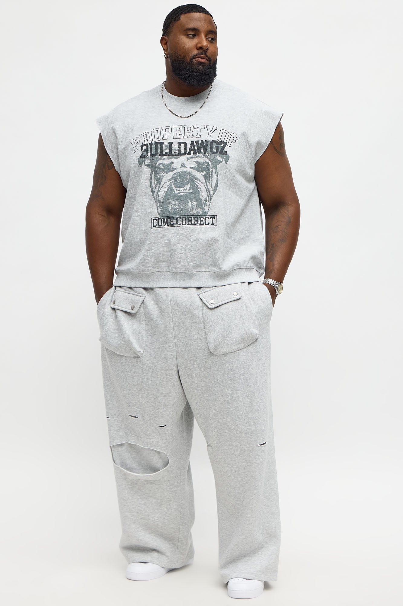 Come Correct Reverse Fleece Muscle Tee - Heather Grey