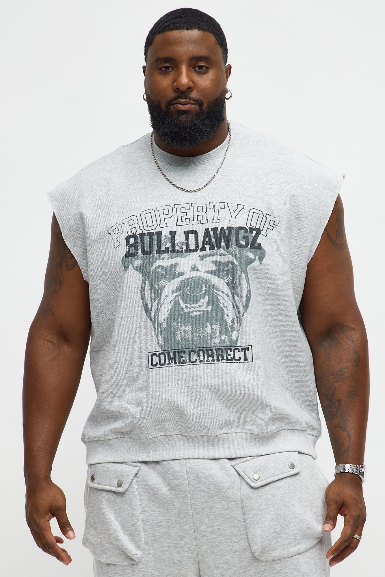 Come Correct Reverse Fleece Muscle Tee - Heather Grey