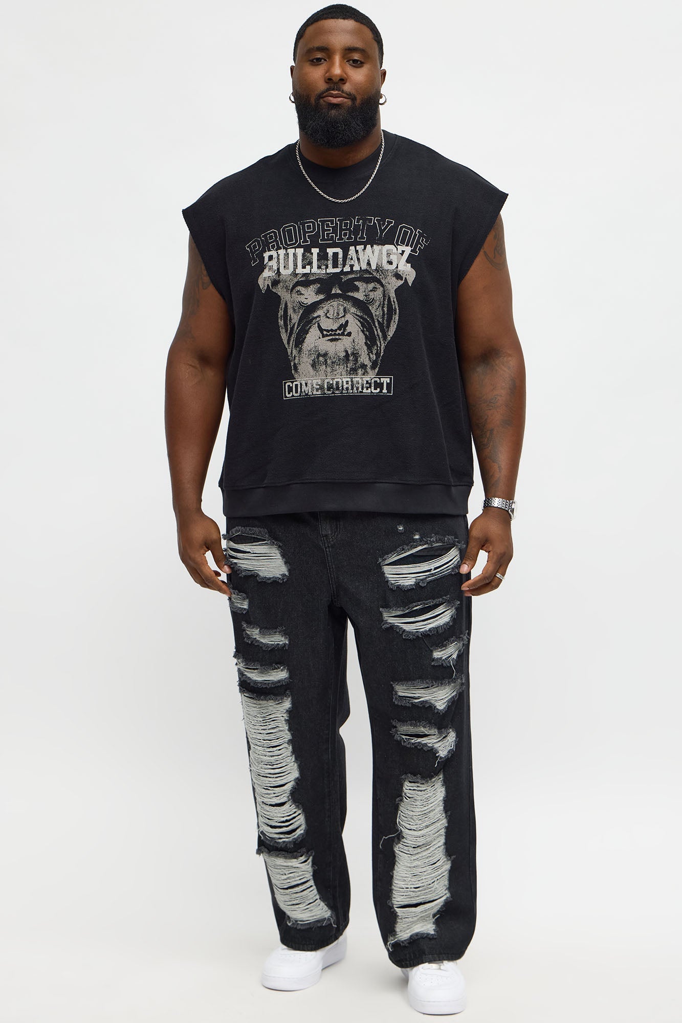 Come Correct Reverse Fleece Muscle Tee - Black