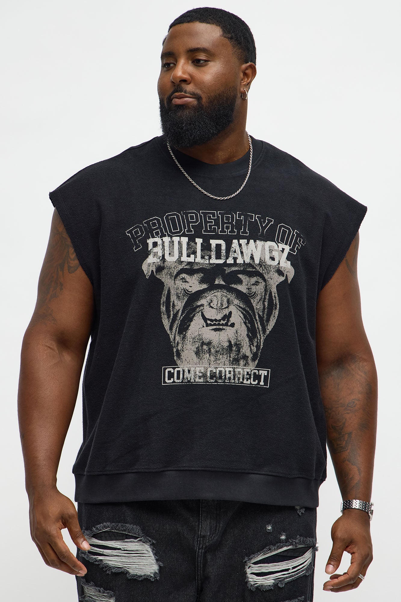 Come Correct Reverse Fleece Muscle Tee - Black