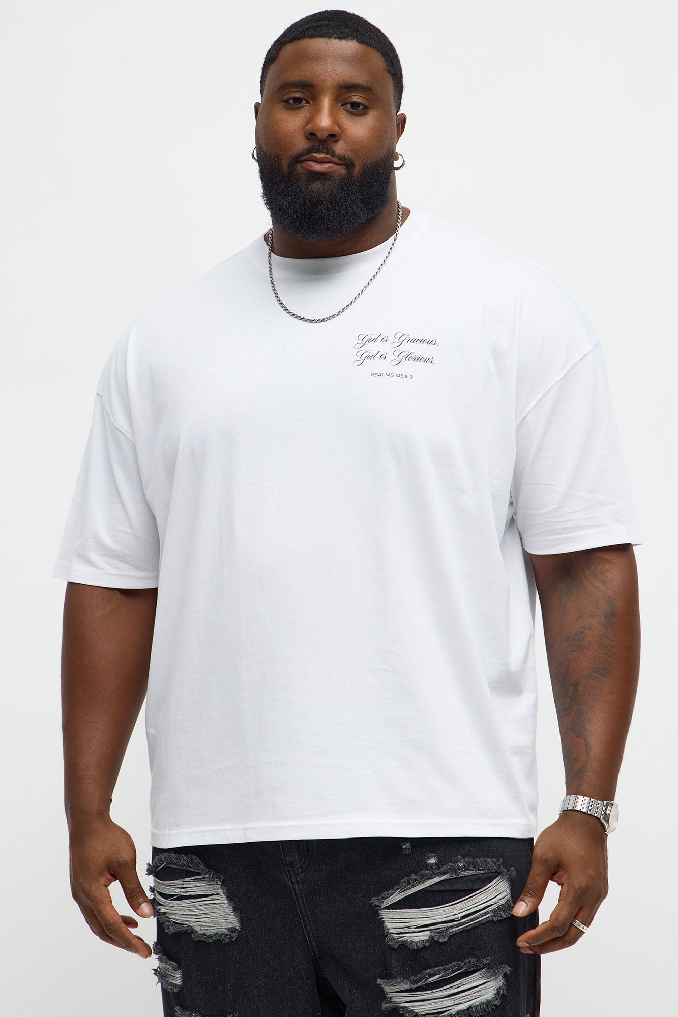 God Is Gracious Oversized Short Sleeve Tee - White