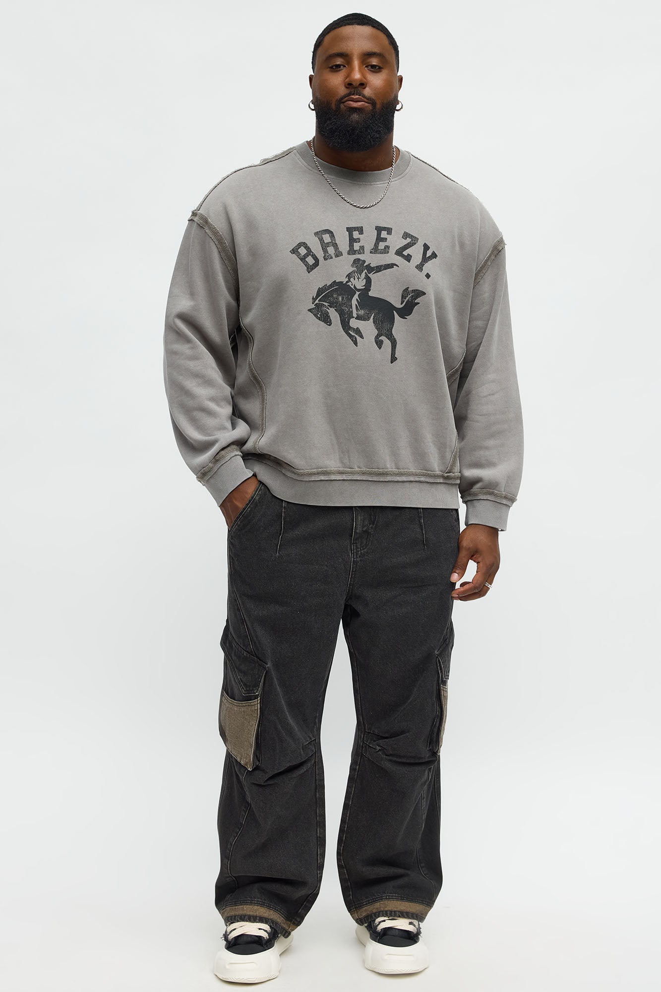 Tyson Breezy Exposed Seams Crewneck Sweatshirt - Grey