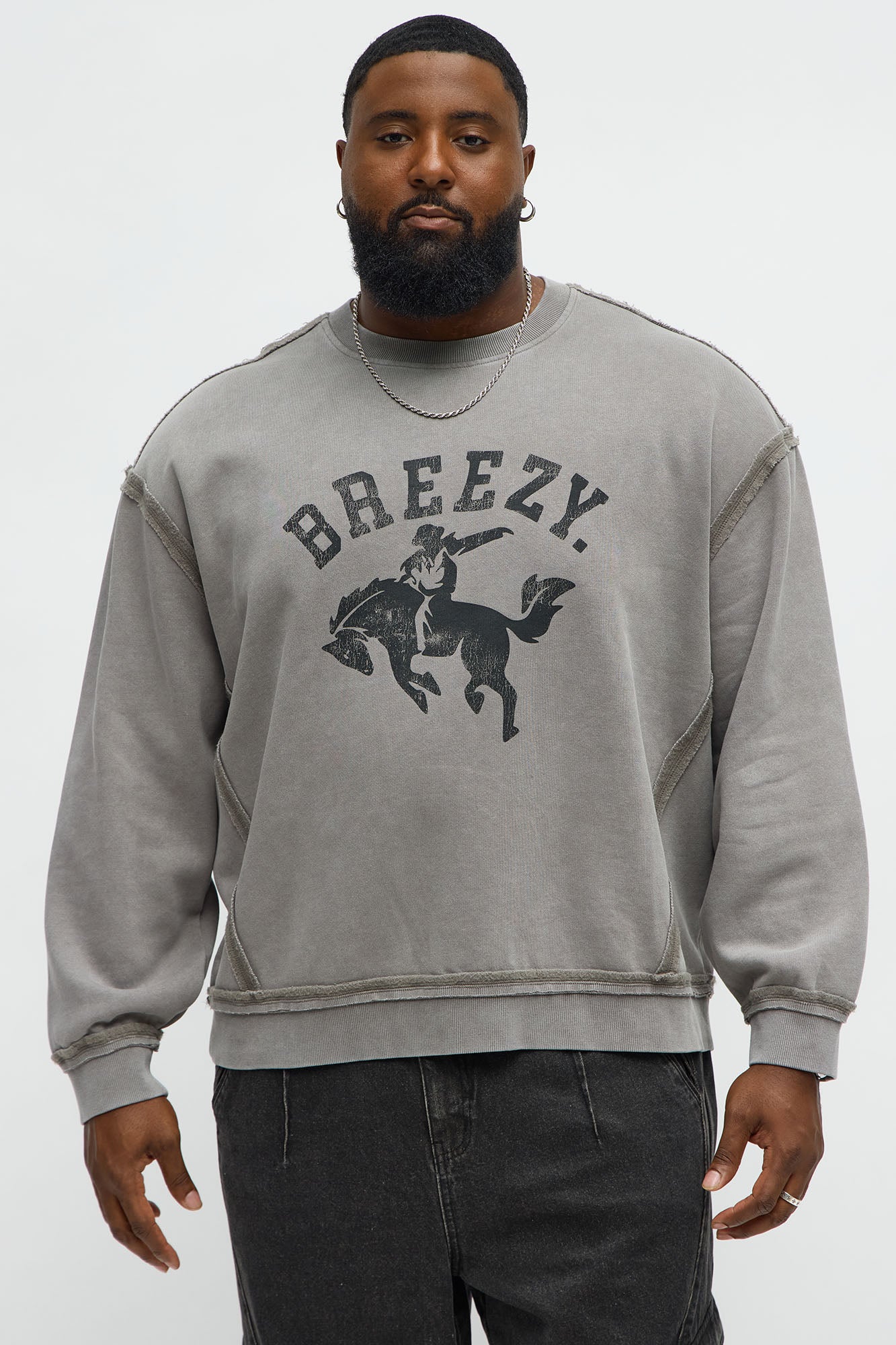 Tyson Breezy Exposed Seams Crewneck Sweatshirt - Grey
