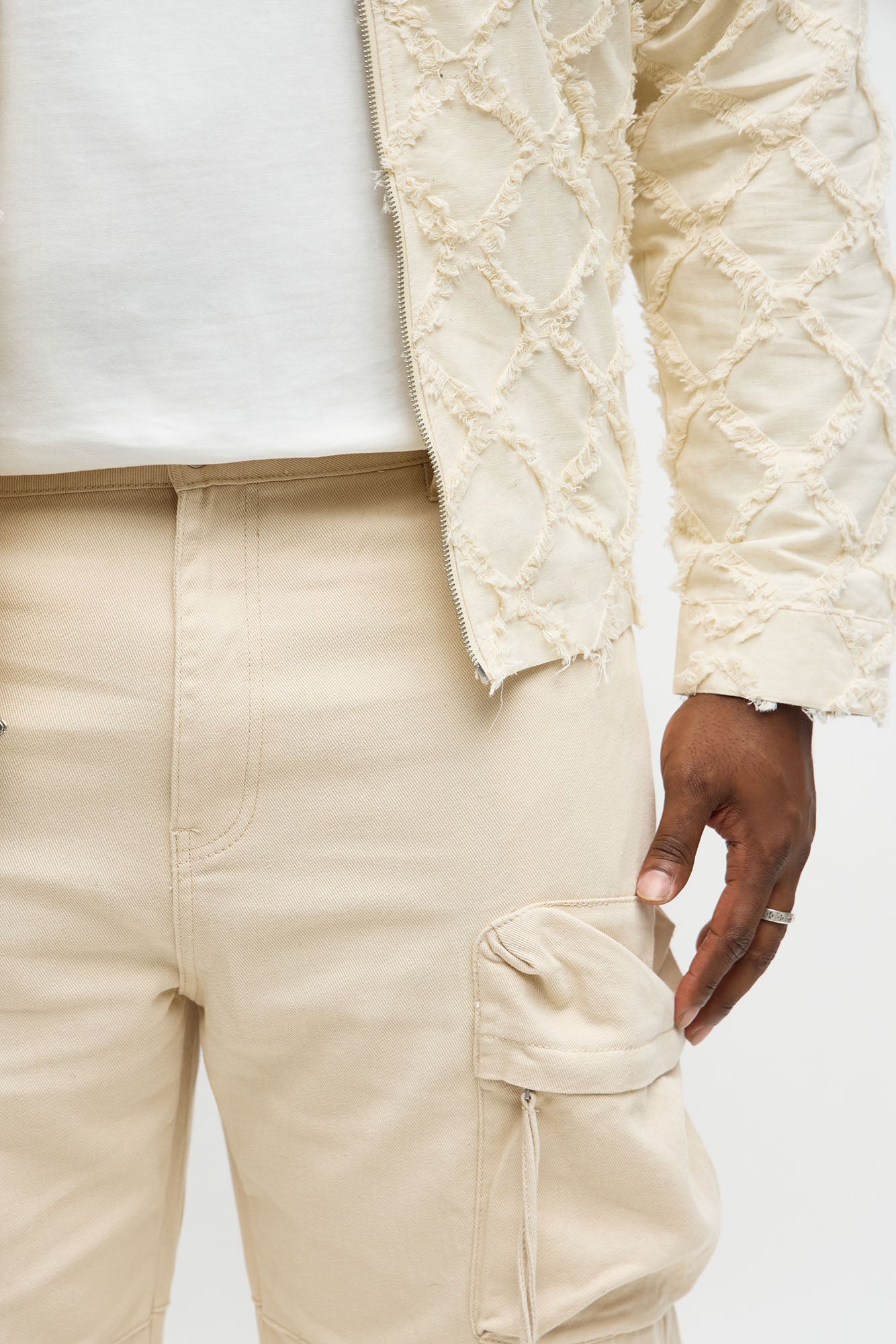 Baggy Ryo Cargo Pants - Cream