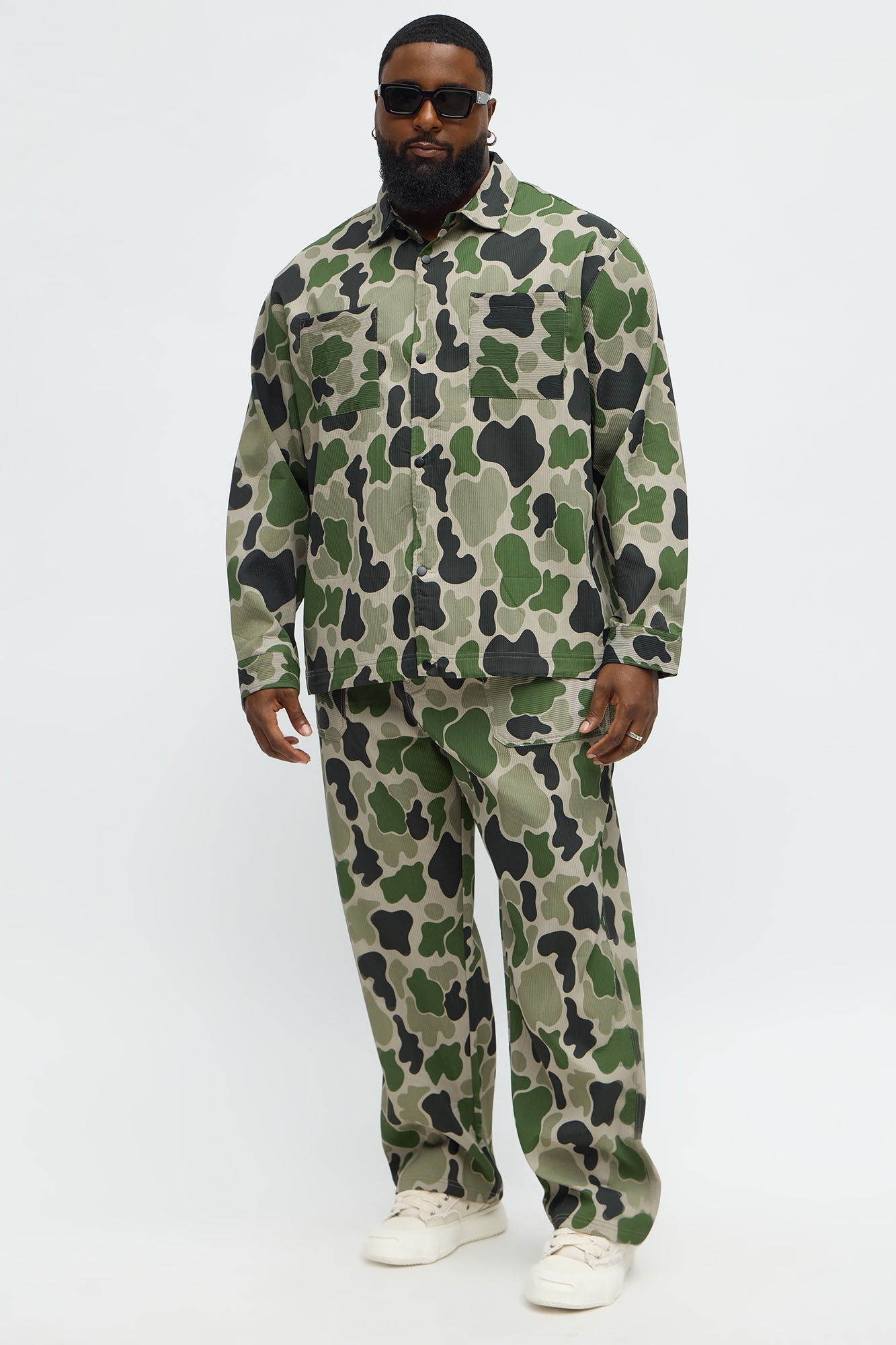 Hidden Long Sleeve Button Up Shirt - Camouflage