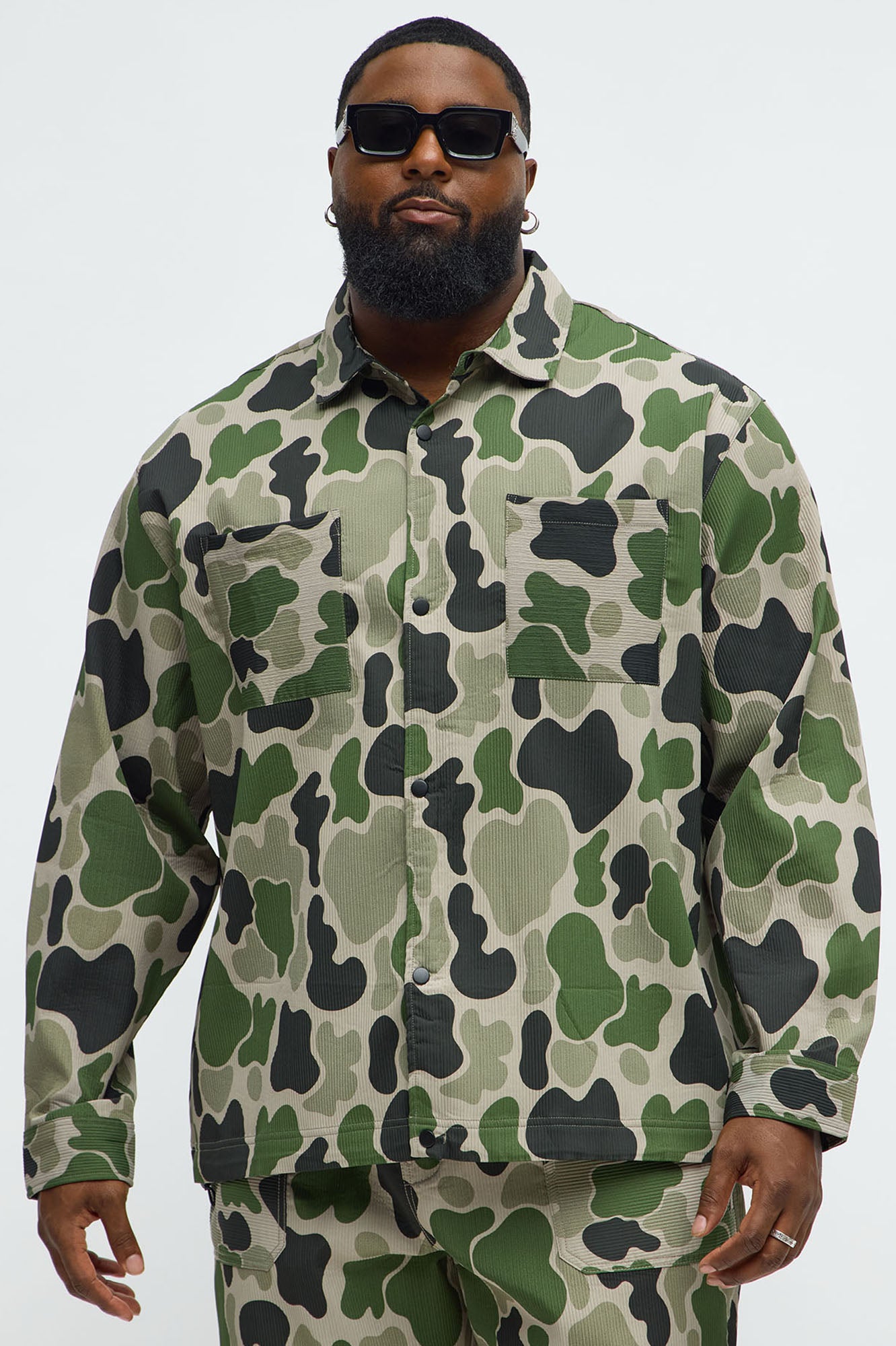 Hidden Long Sleeve Button Up Shirt - Camouflage