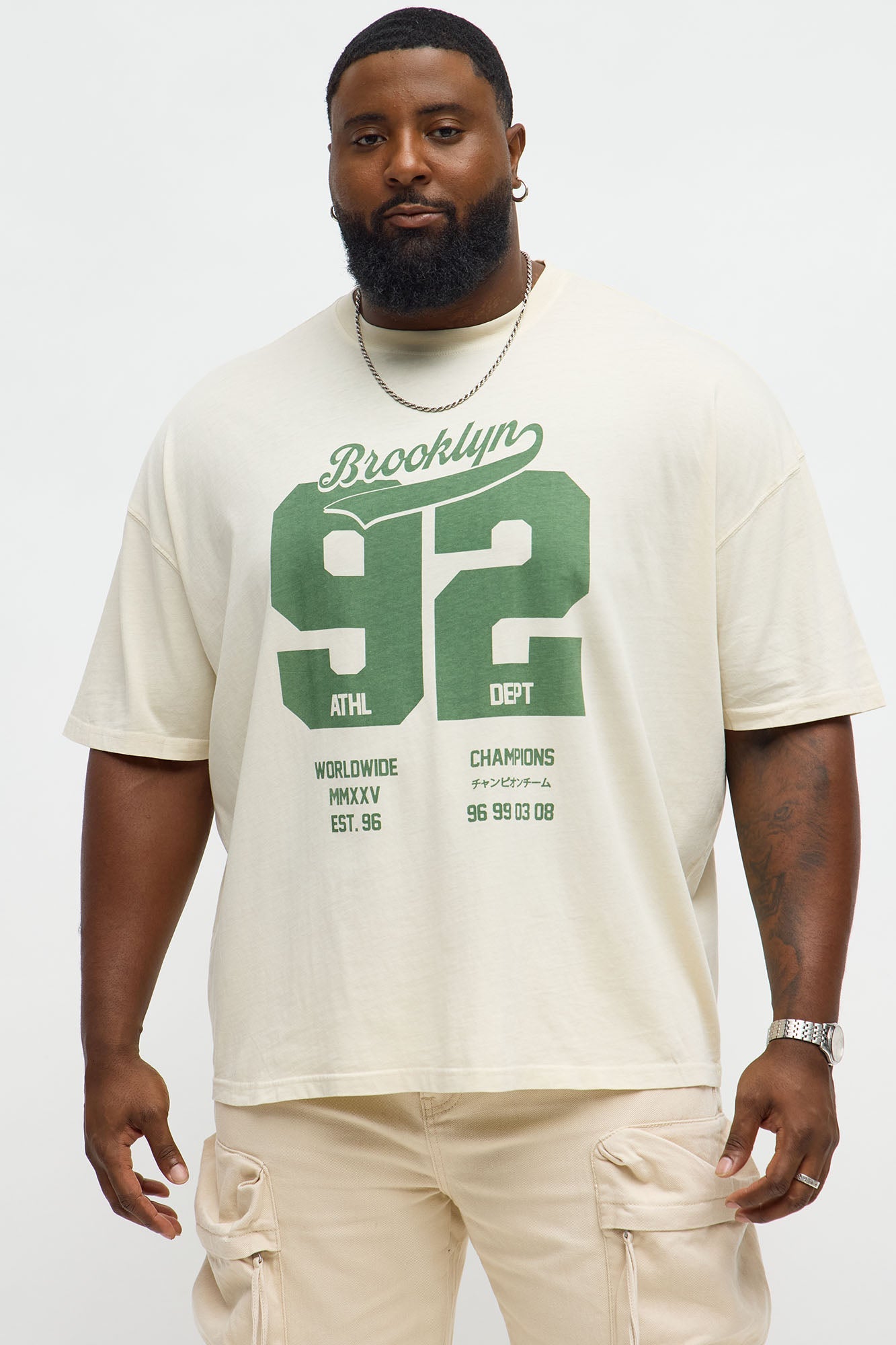 Brooklyn Worldwide 92 Oversized Short Sleeve Tee - Cream