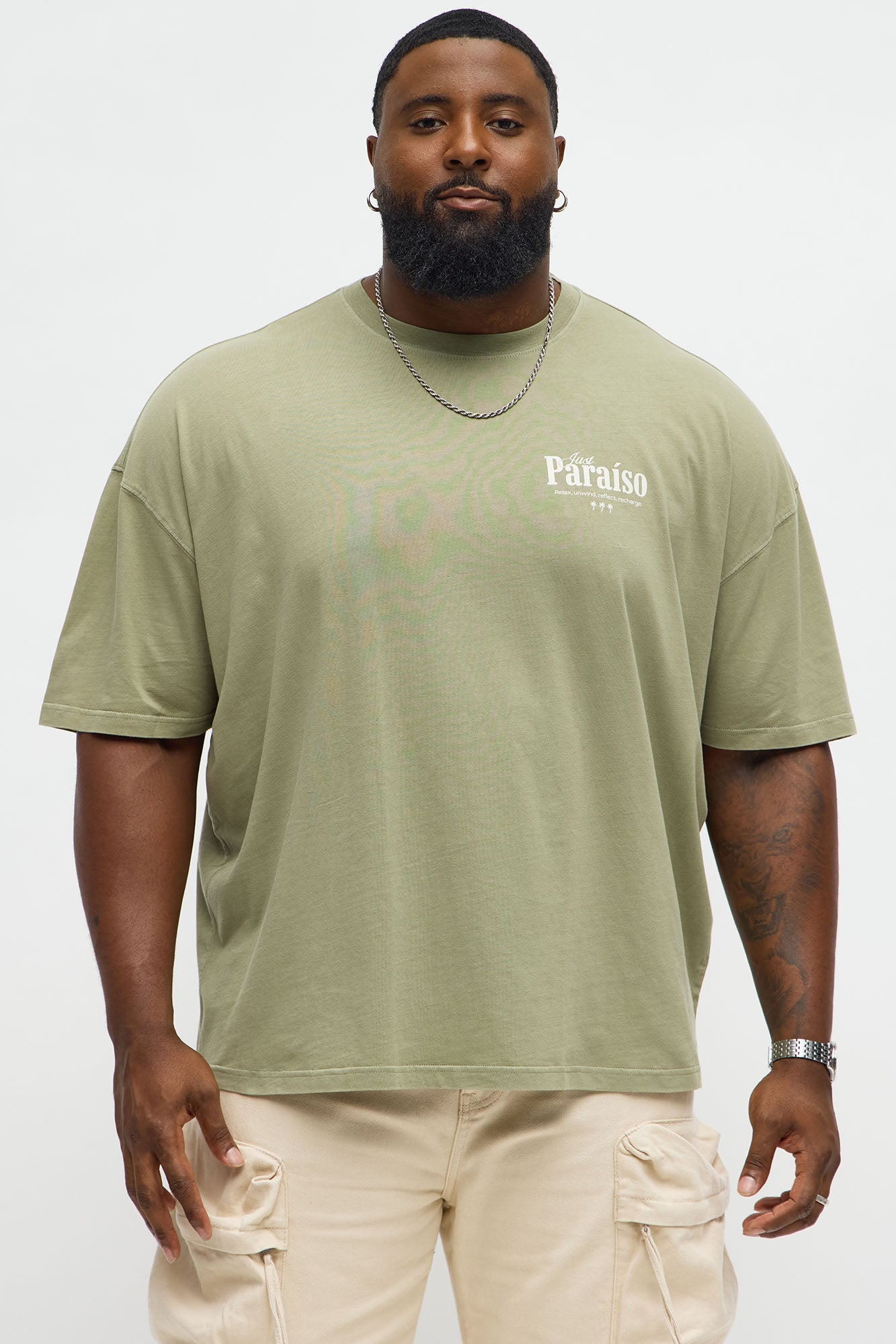 Just Paradise Oversized Short Sleeve Tee - Olive