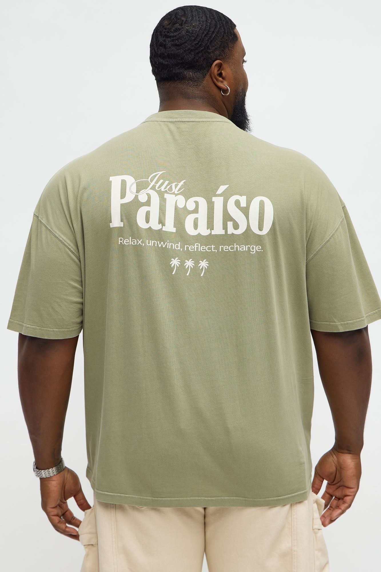 Just Paradise Oversized Short Sleeve Tee - Olive