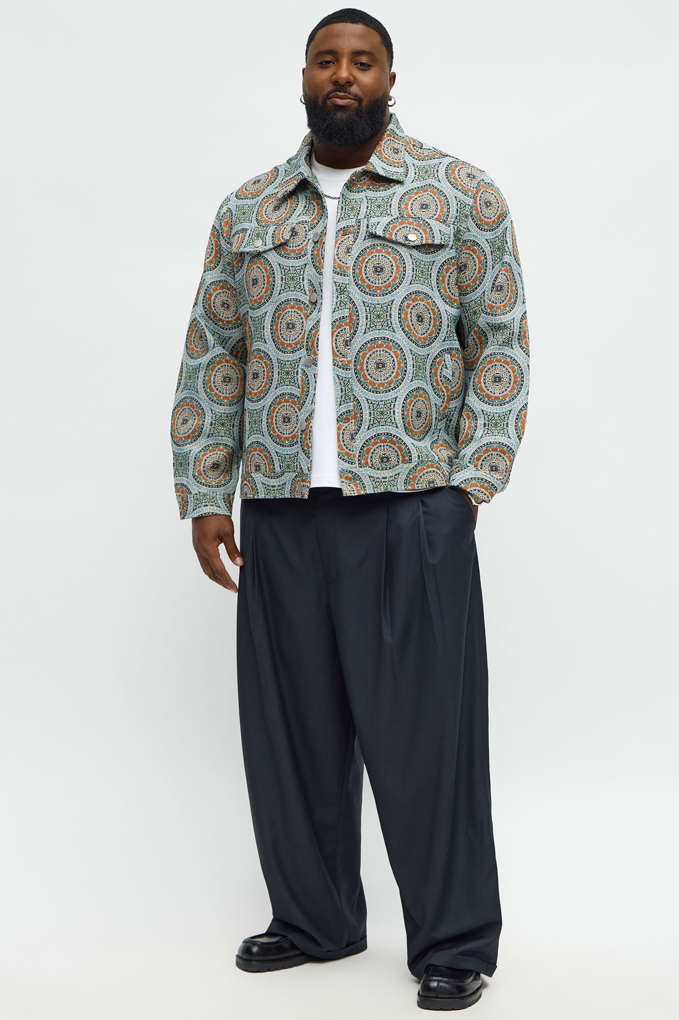 Baggy Pleated Everyday Trouser - Grey/Blue