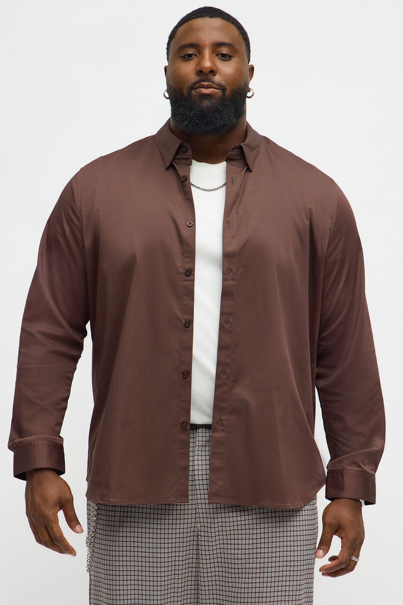 Luxe Stretch Dress Shirt - Brown