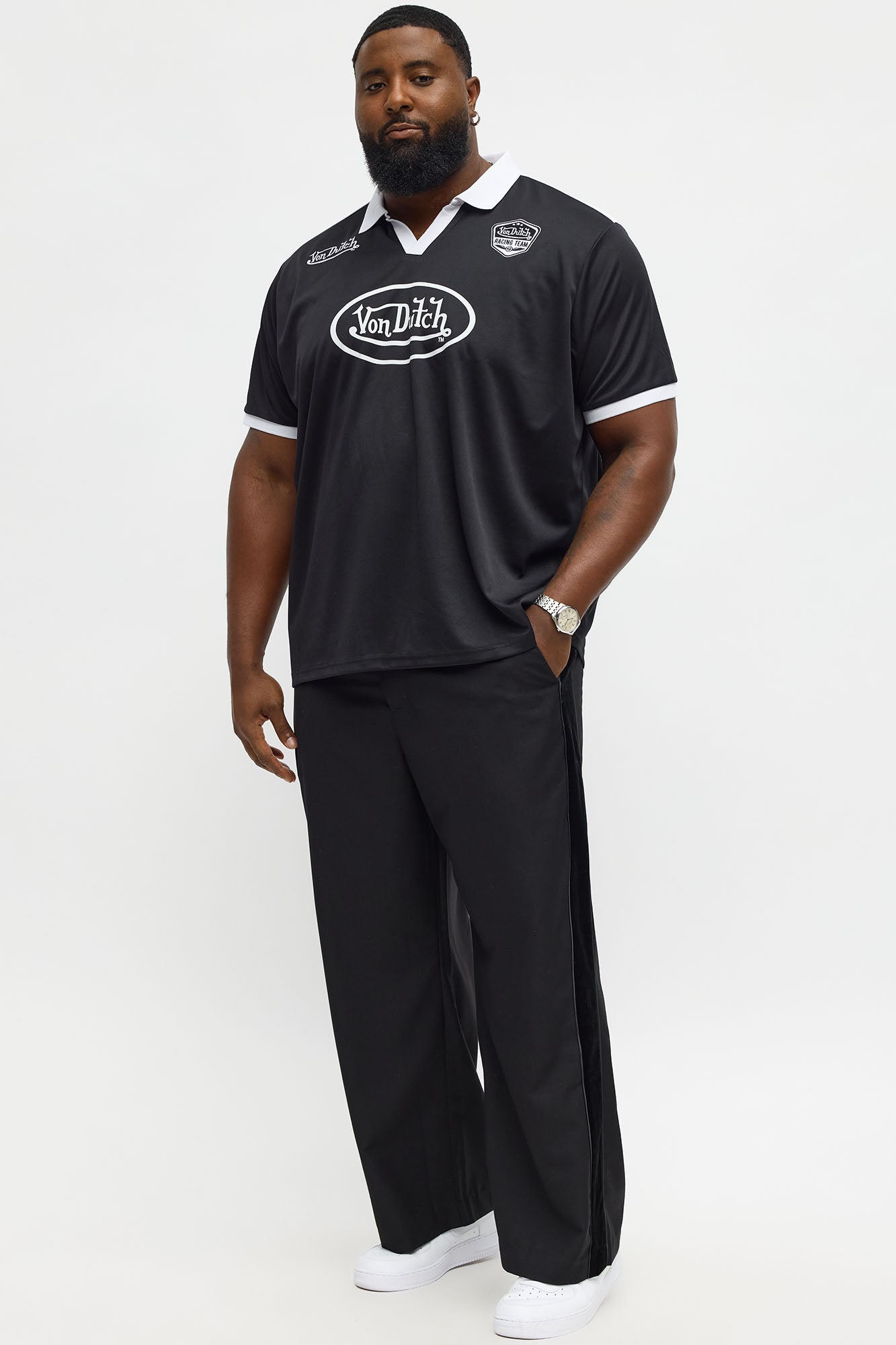 Von Dutch Patch Graphic Polo Jersey - Black/White