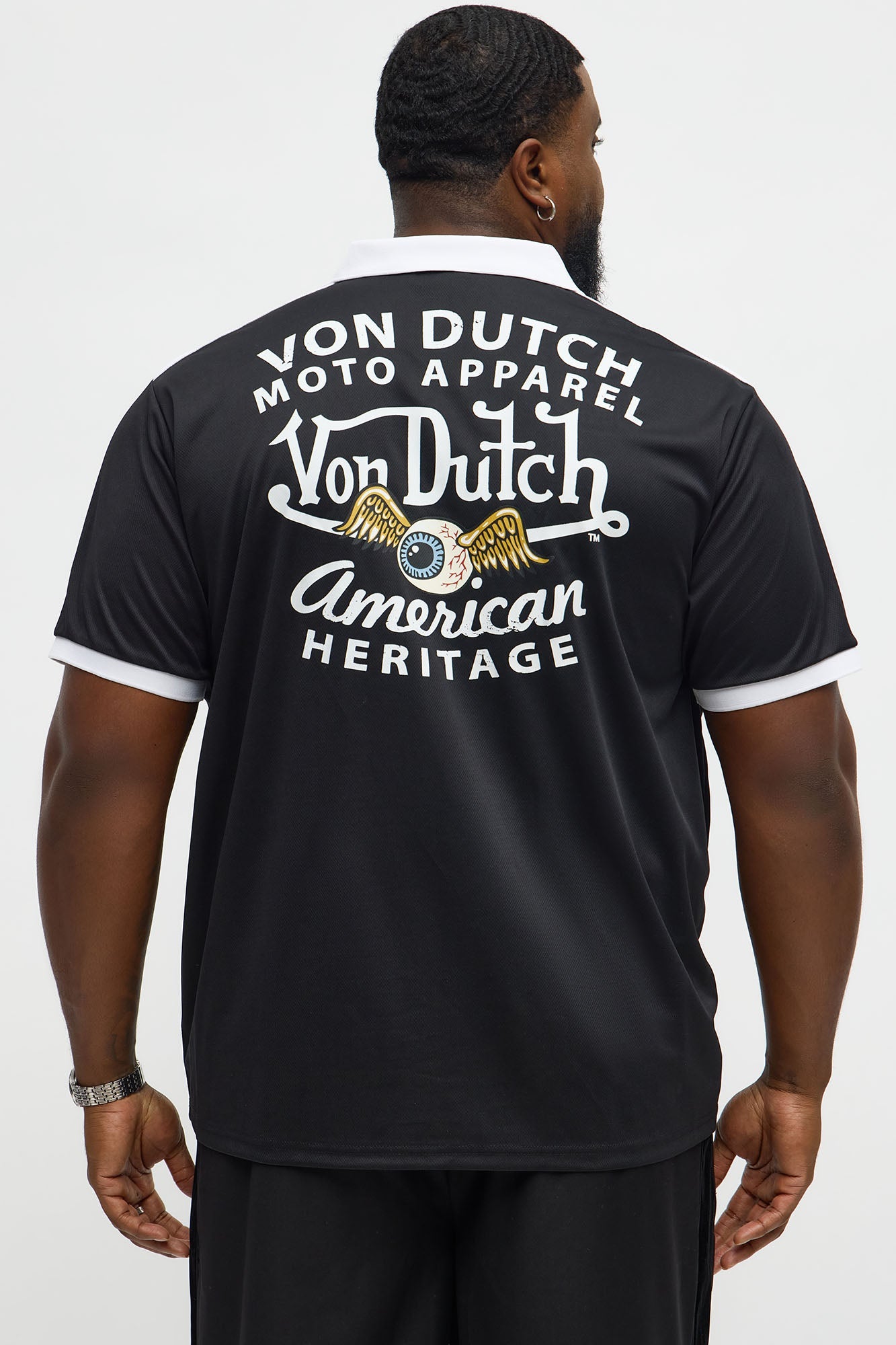 Von Dutch Patch Graphic Polo Jersey - Black/White