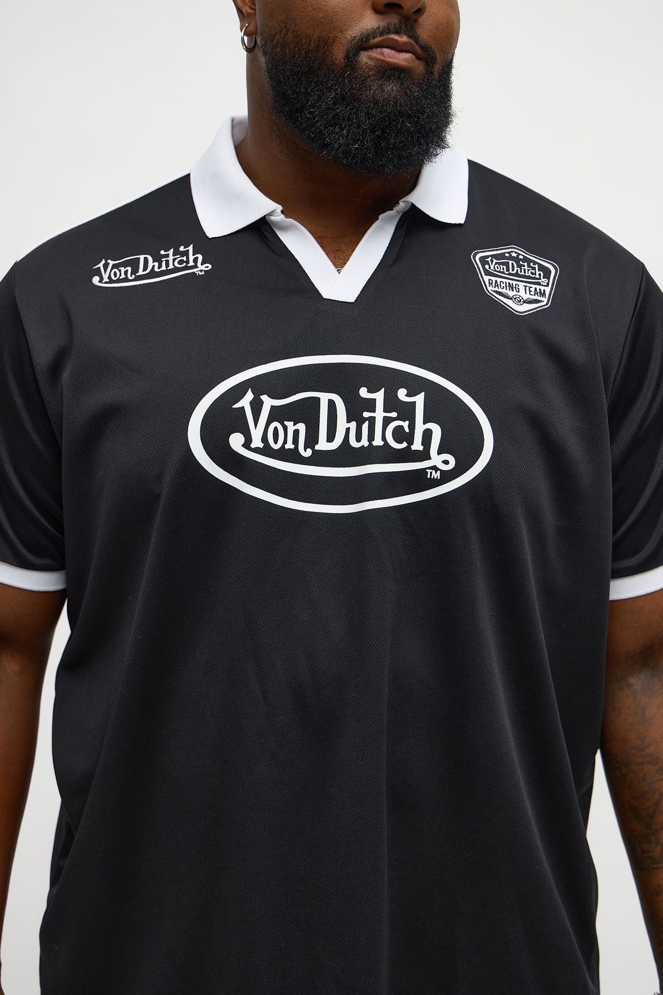 Von Dutch Patch Graphic Polo Jersey - Black/White