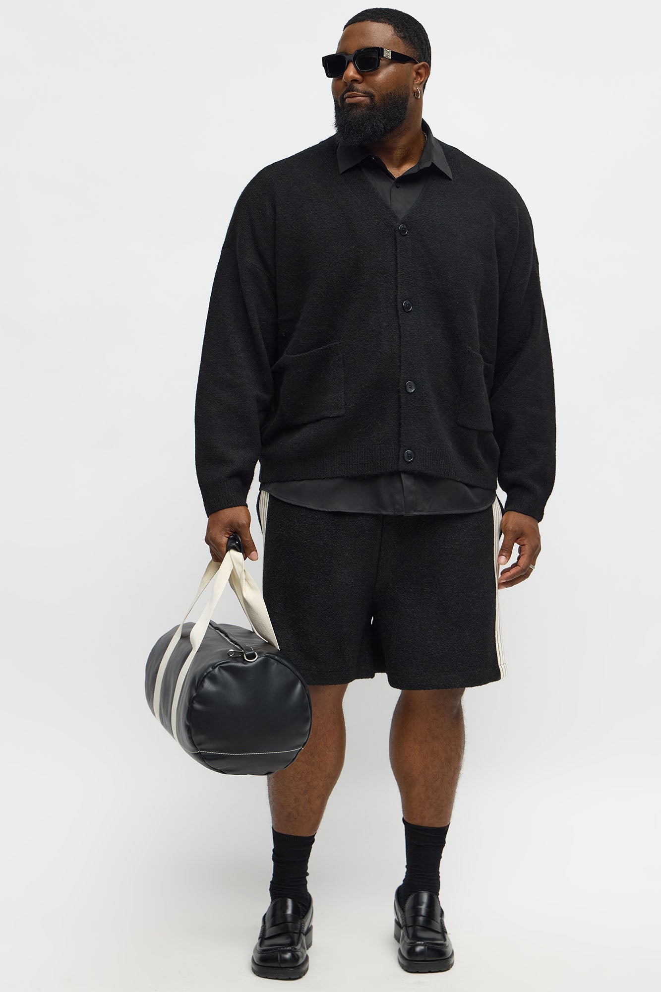 Cropped Harbor Ash Cardigan - Black