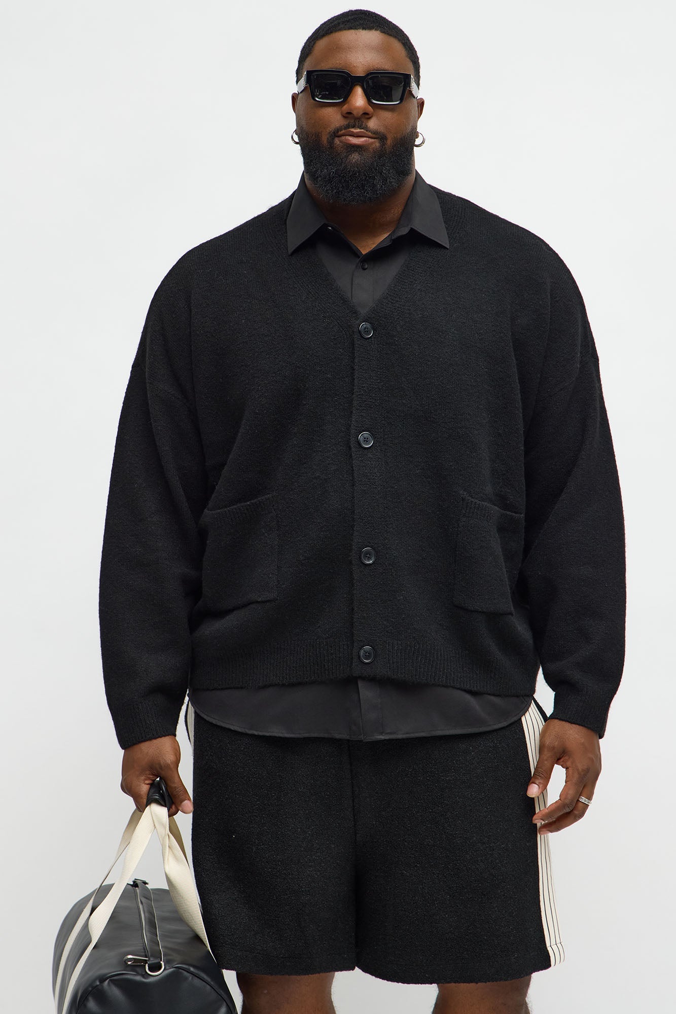 Cropped Harbor Ash Cardigan - Black