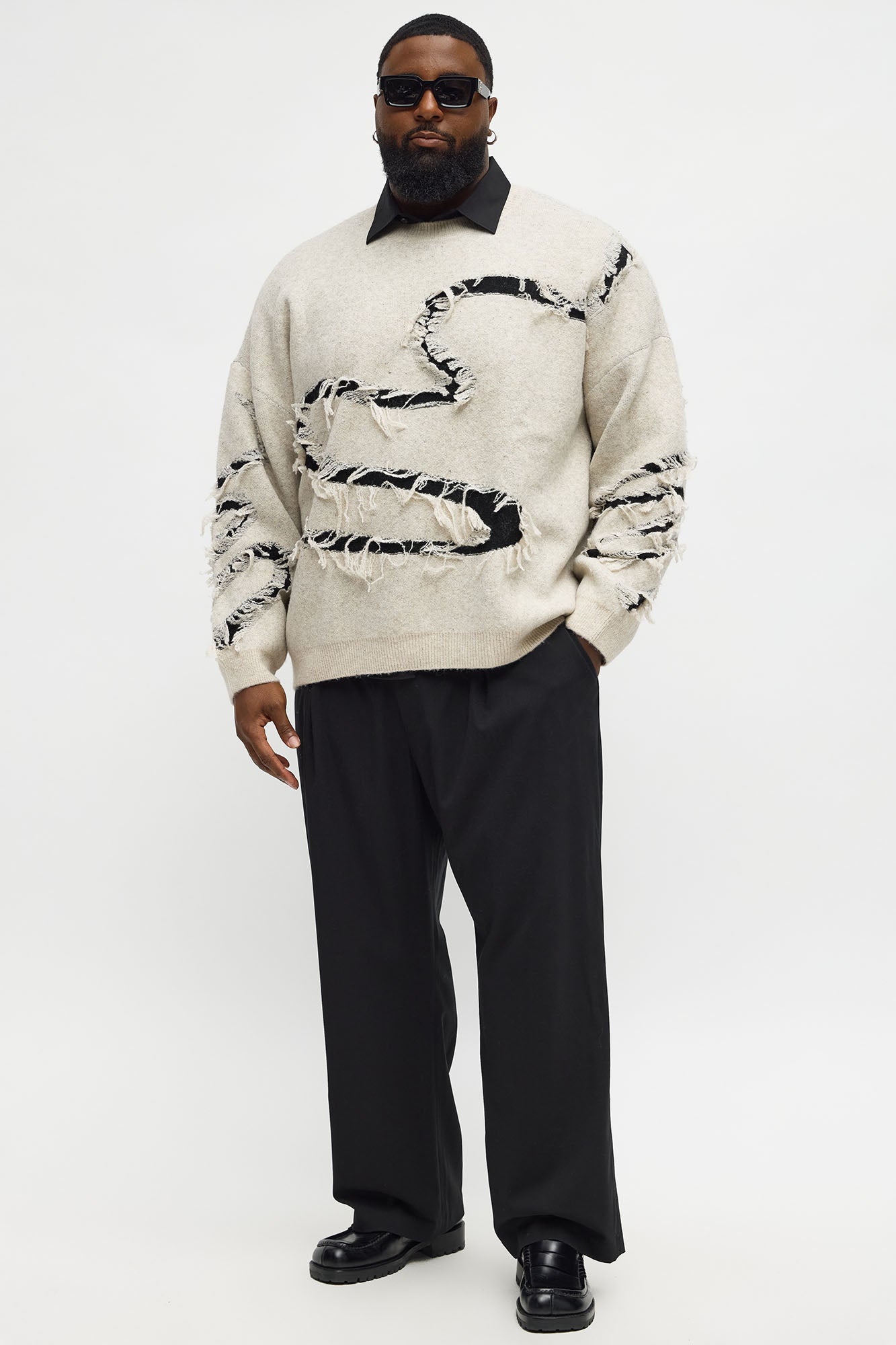 Modern Stretch Baggy Trousers - Black