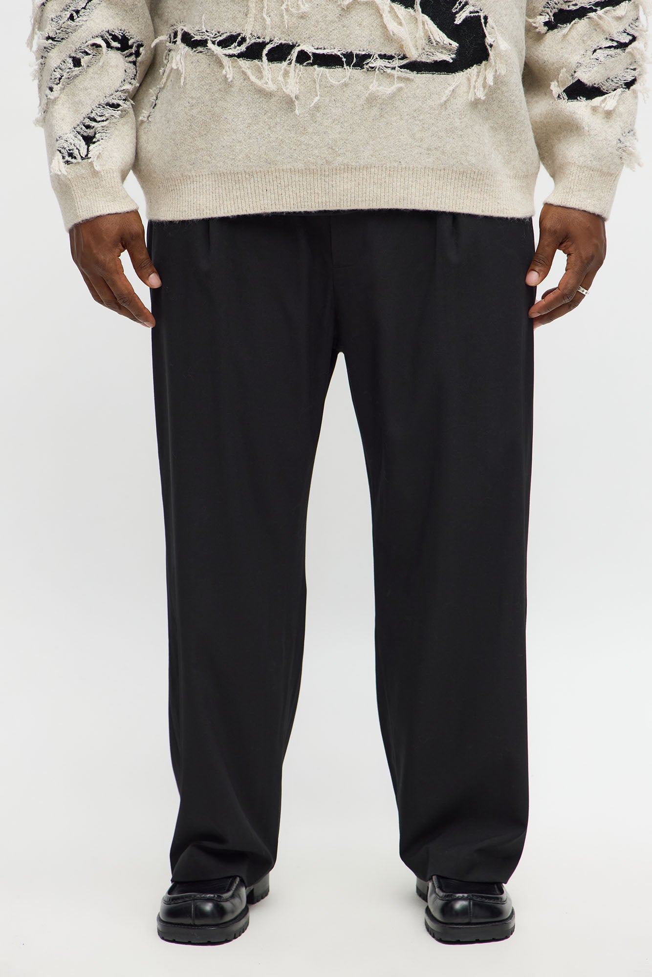 Modern Stretch Baggy Trousers - Black