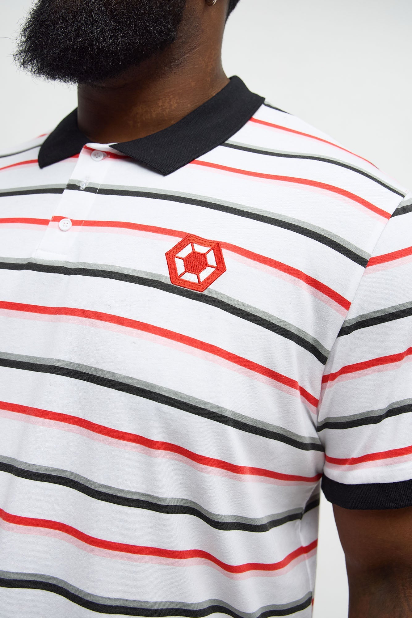 Southpole Short Sleeve Full Striped Polo - White