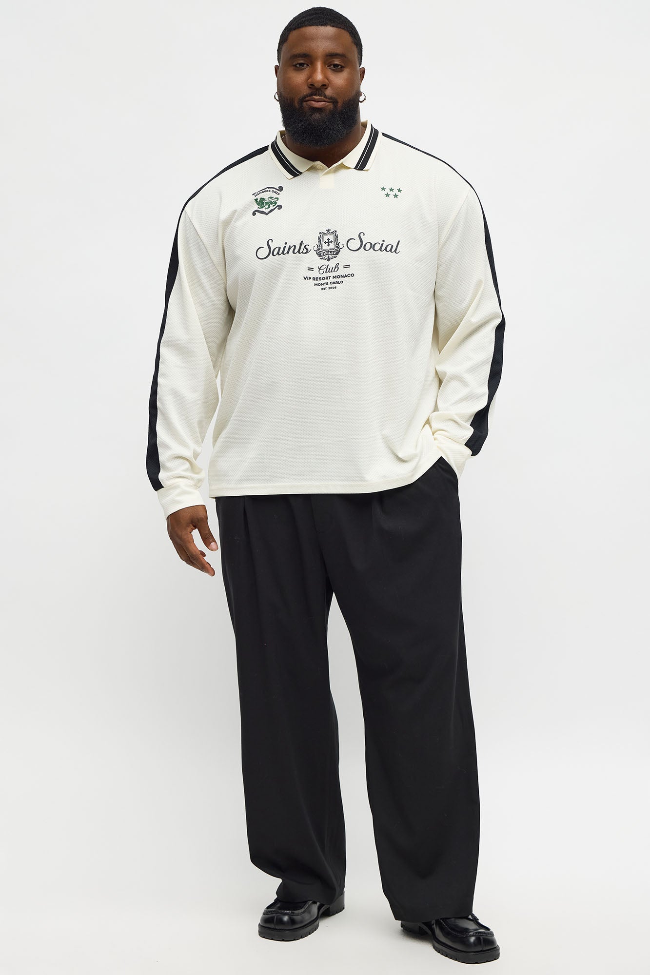 Saints Social Long Sleeve Jersey Polo - Ivory