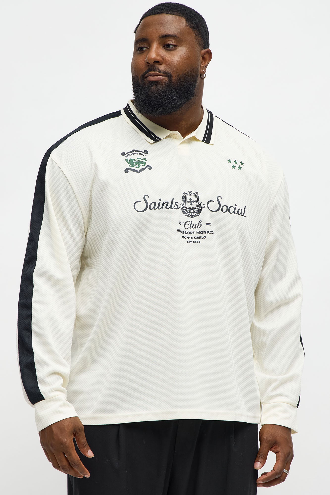 Saints Social Long Sleeve Jersey Polo - Ivory