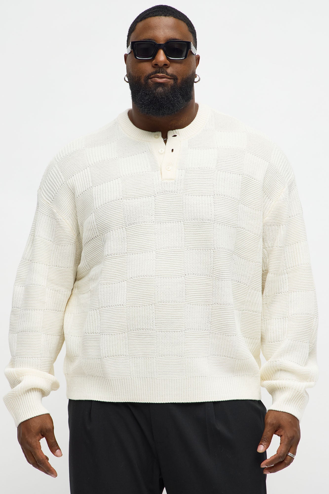 Cropped Hearth And Hem 3 Button Sweater - Cream