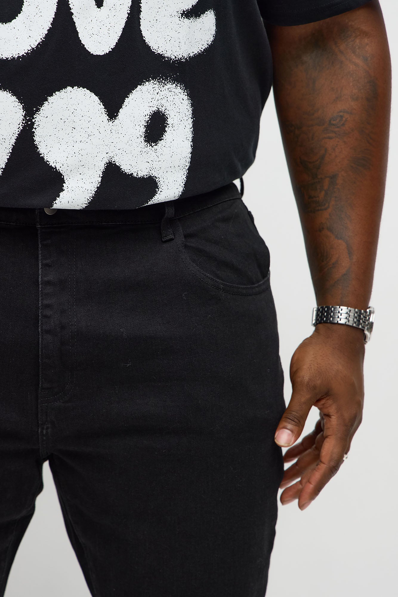 Stacked Skinny Flare Just Enough Distressed Jean - Black