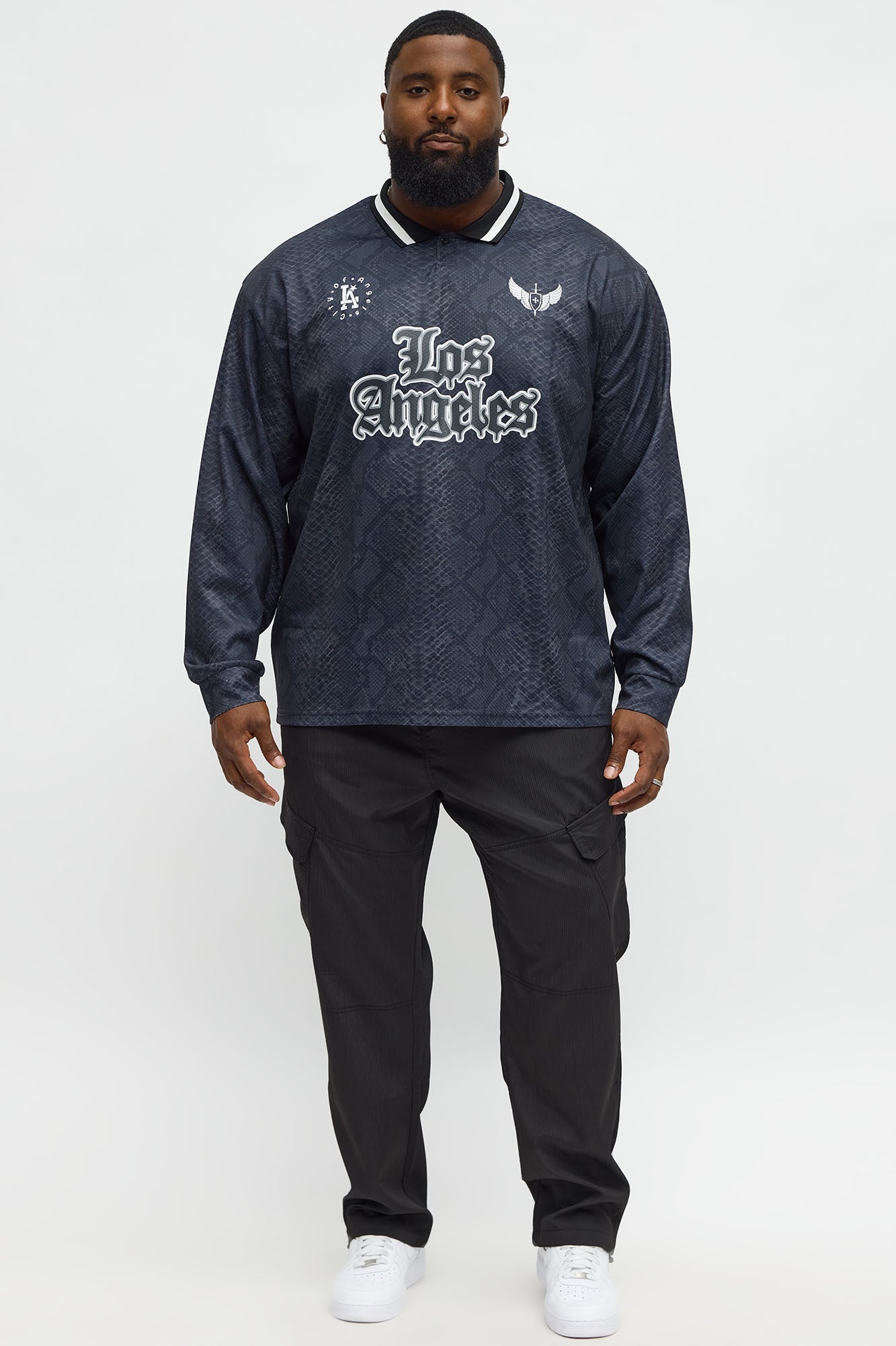 Los Angeles Long Sleeve Jersey Polo - Black